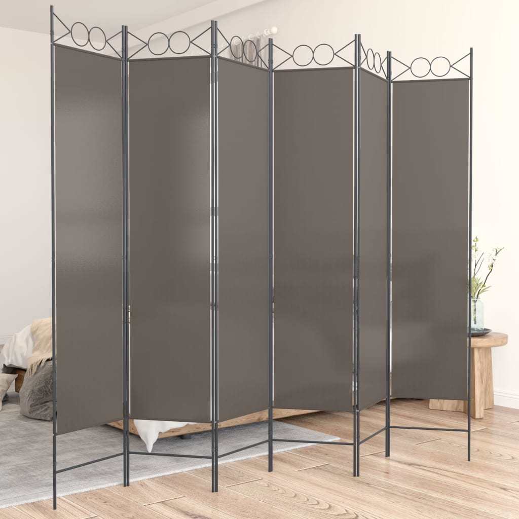 6-Panel Room Divider Anthracite 94.5"x86.6" Fabric