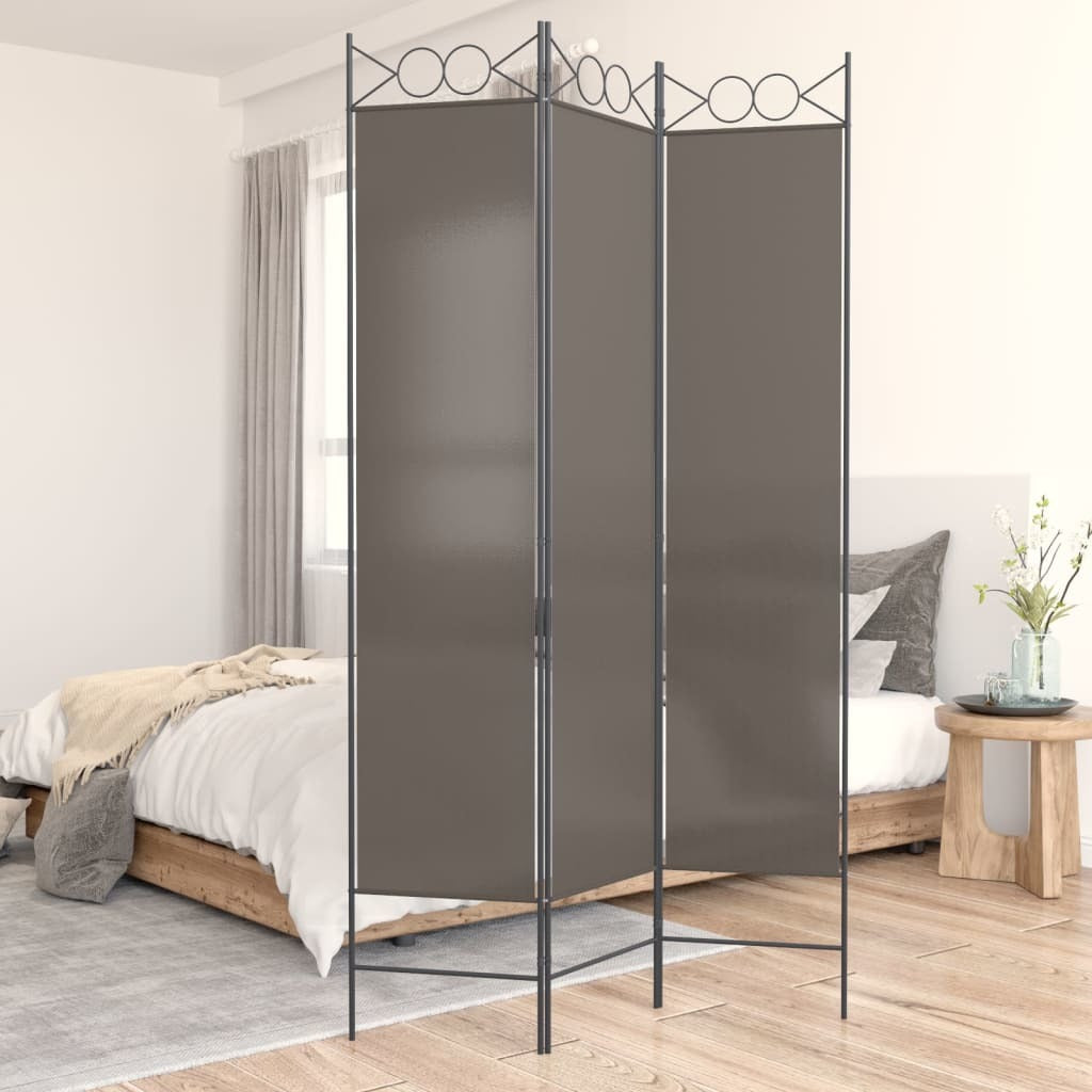 3-Panel Room Divider Anthracite 47.2"x86.6" Fabric