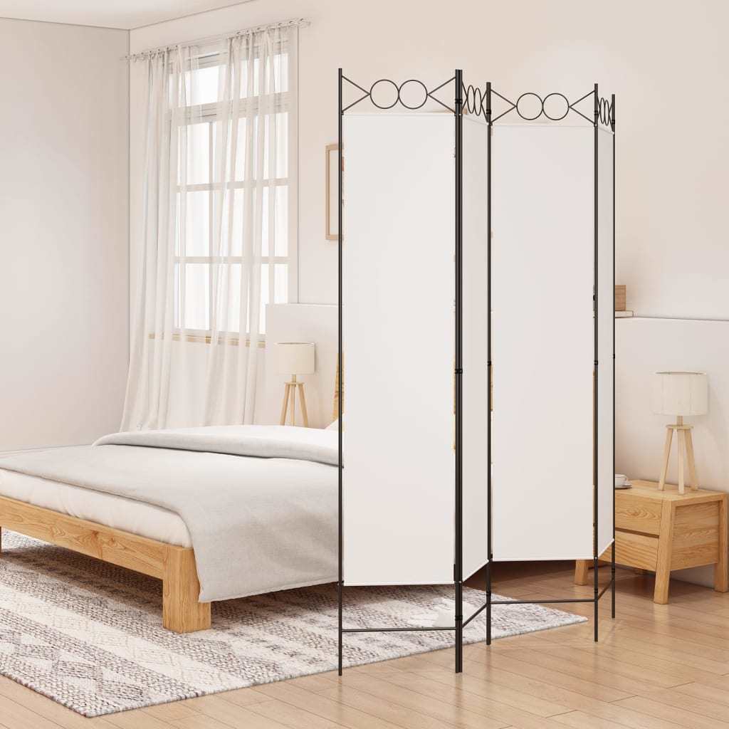 4-Panel Room Divider White 63"x78.7" Fabric