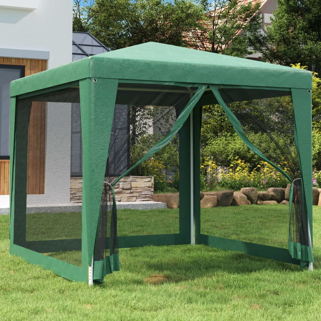 Party Tent with 4 Mesh Sidewalls Green 8.2'x8.2' HDPE