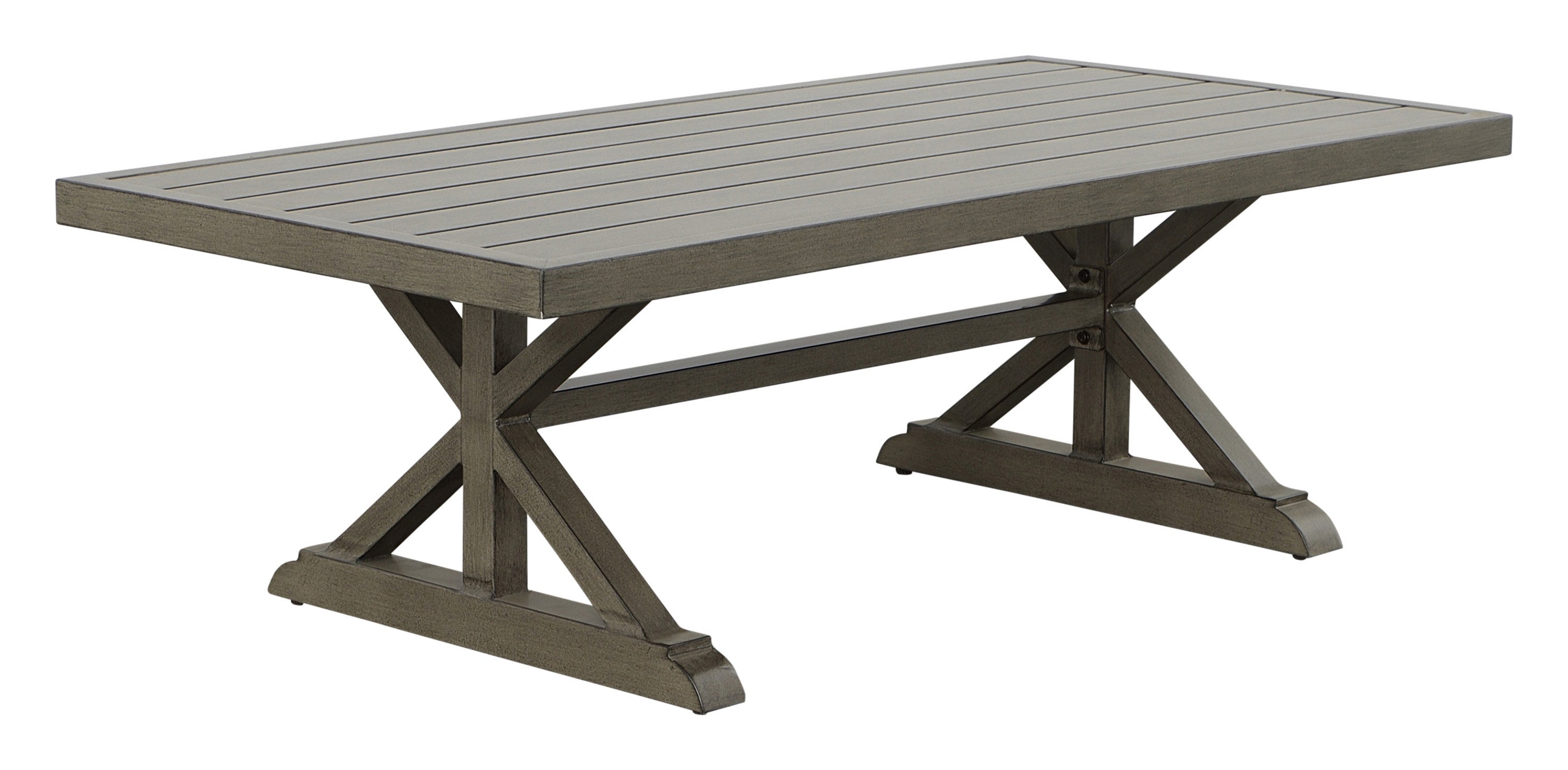 Brown Aluminum Coffee Table - Mission Influences, Bottom Shelf - Rust-Resistant, Weather-Resistant - Functional and Stylish