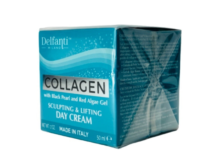 Delfanti-Milano • COLLAGEN REJUVENATING AND NOURISHING Night Cream • Face and Neck Moisturizer with BLACK PEARL and RED ALGAE GEL• Made in Italy