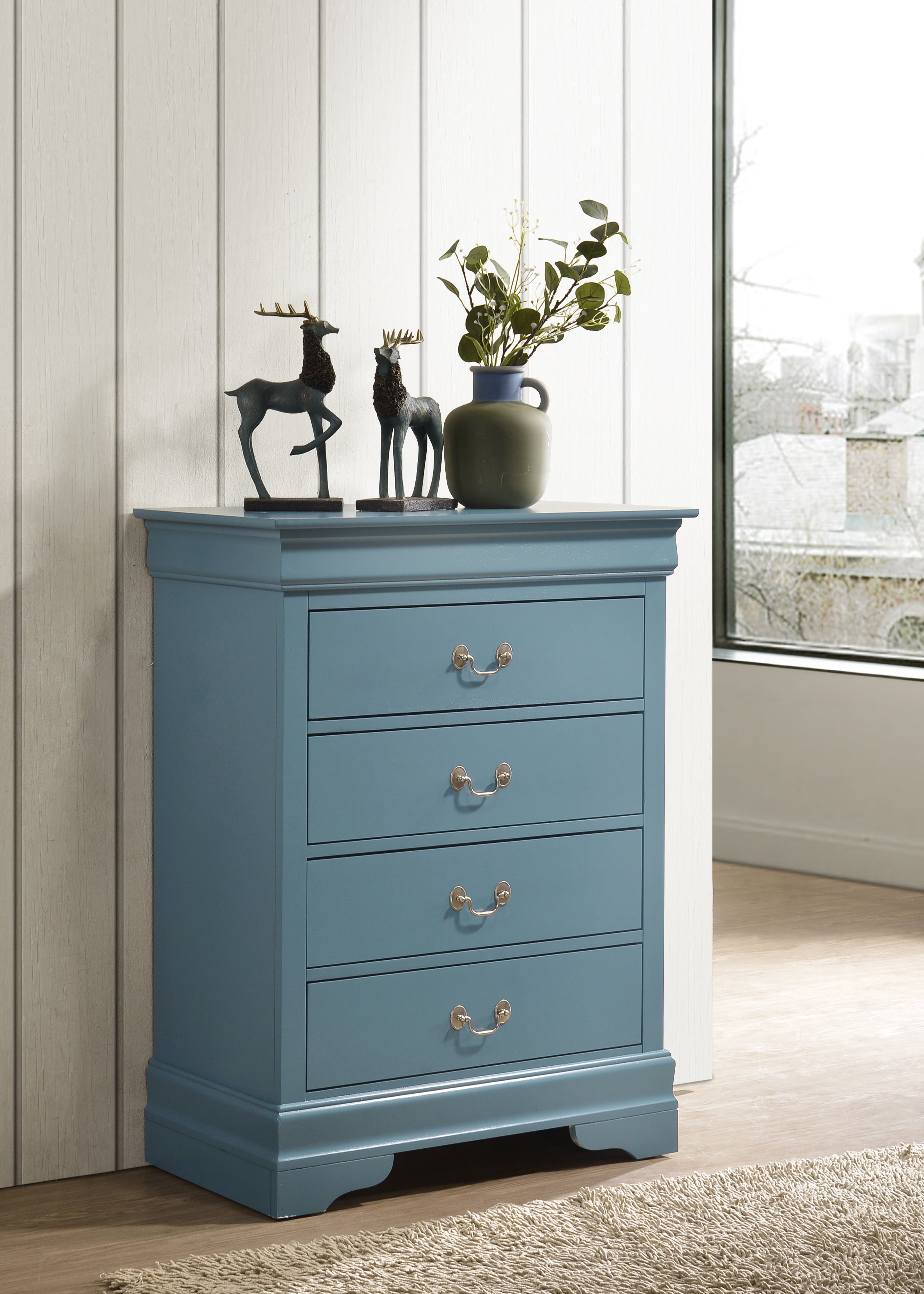 Glory Furniture Louis Phillipe G3180-BC 4 Drawer Chest , Teal