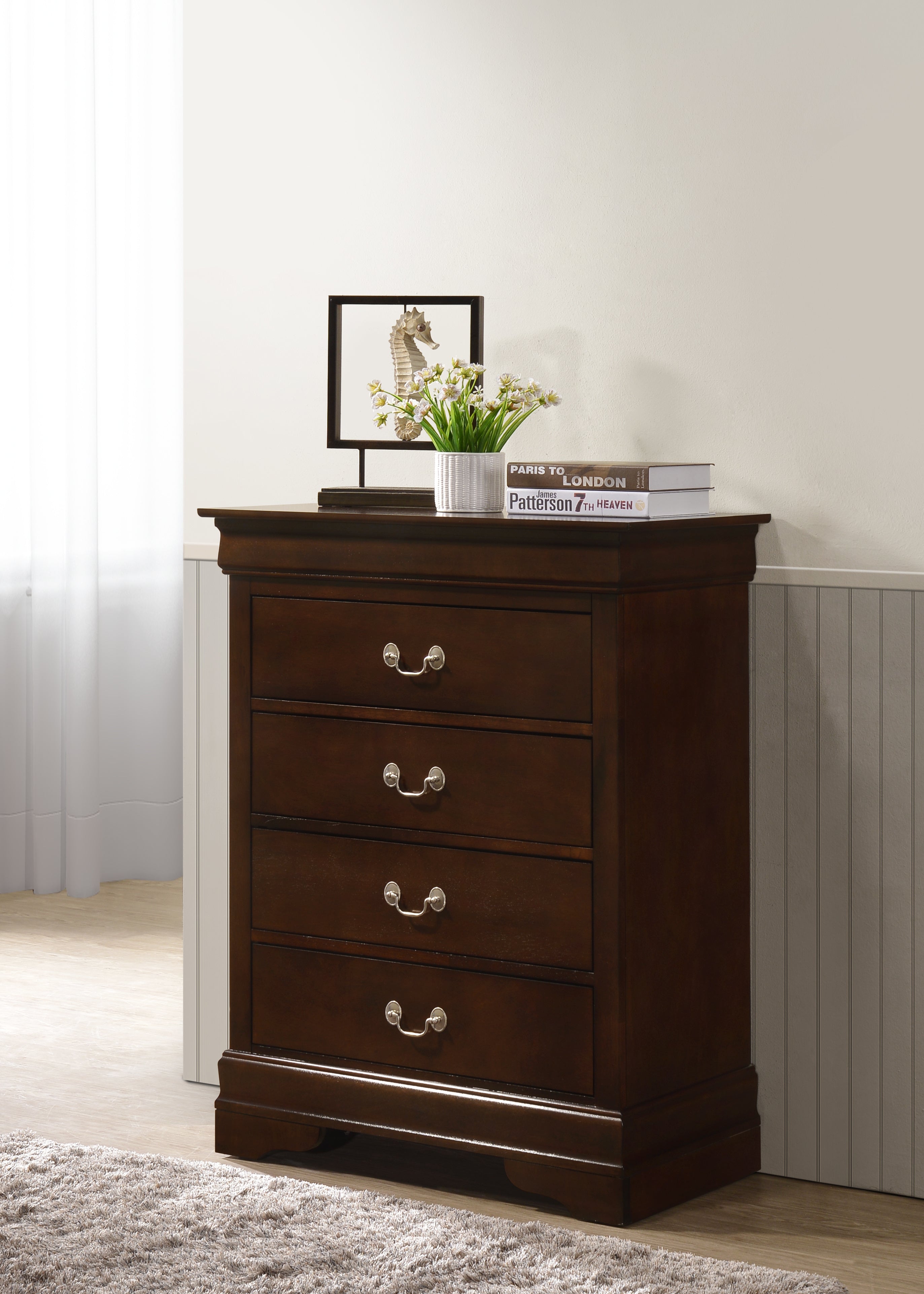 Glory Furniture Louis Phillipe G3125-BC 4 Drawer Chest , Cappuccino