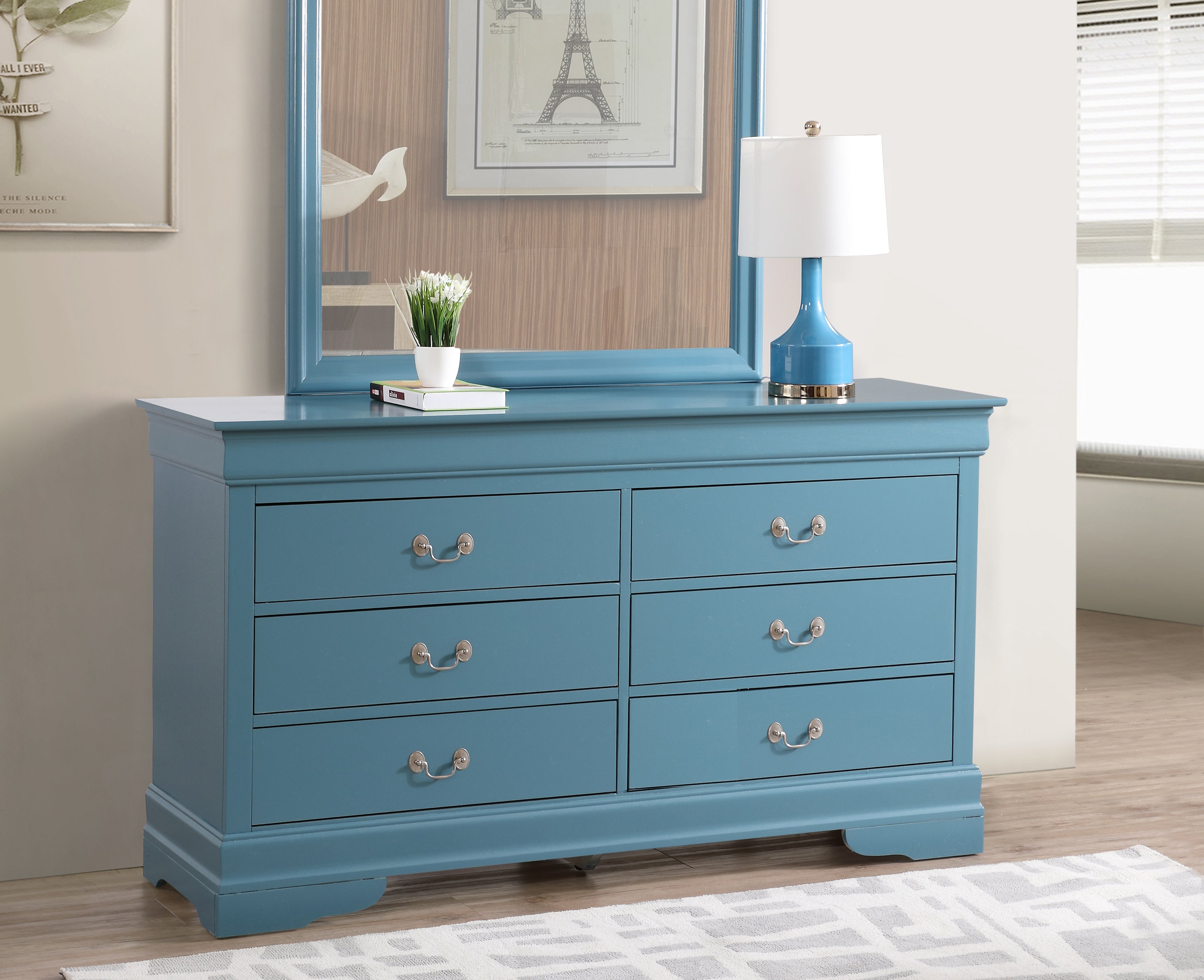 Glory Furniture Louis Phillipe G3180-D Dresser , Teal