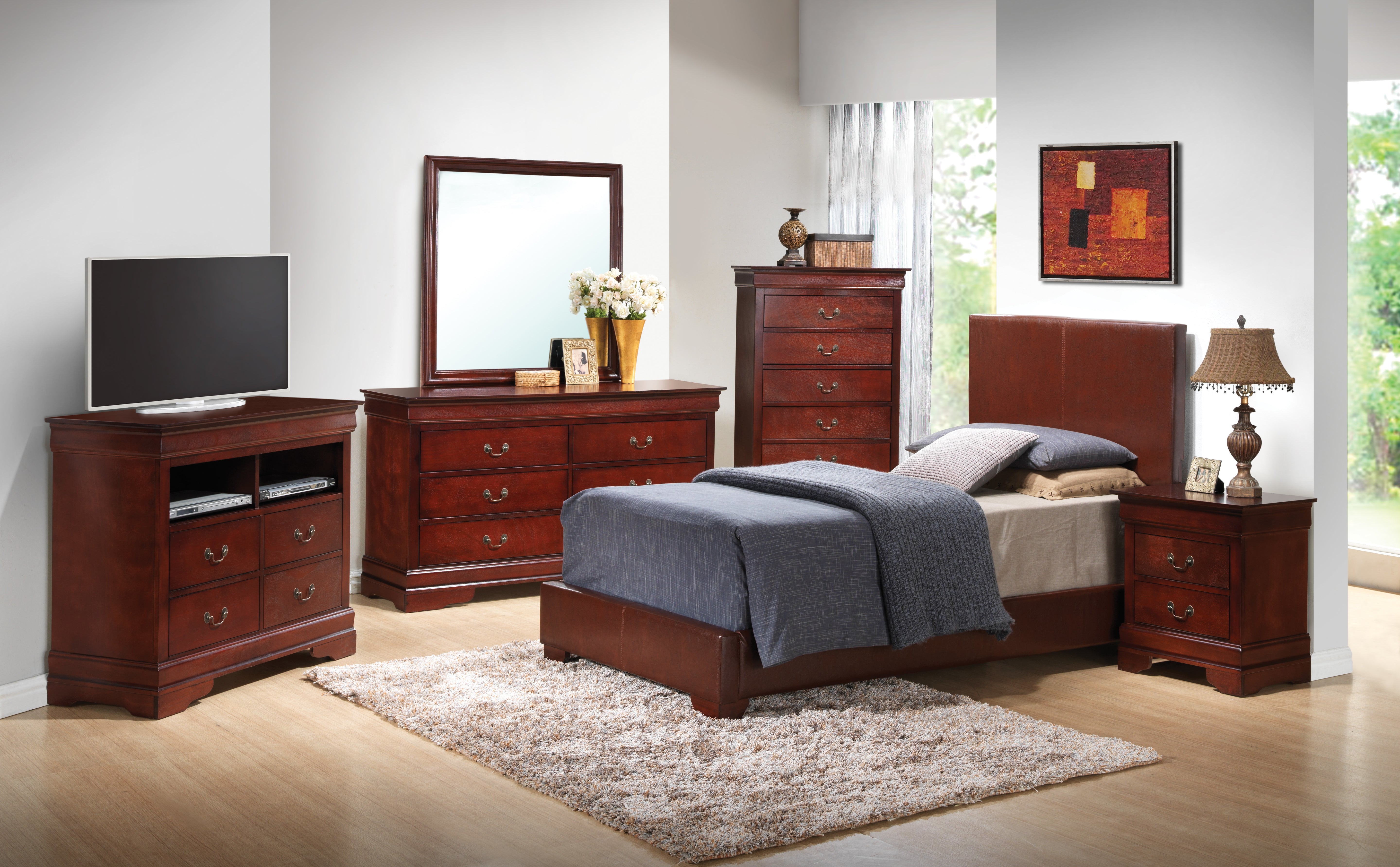 Glory Furniture Aaron G1855-TB-UP Twin Bed , LIGHT BROWN