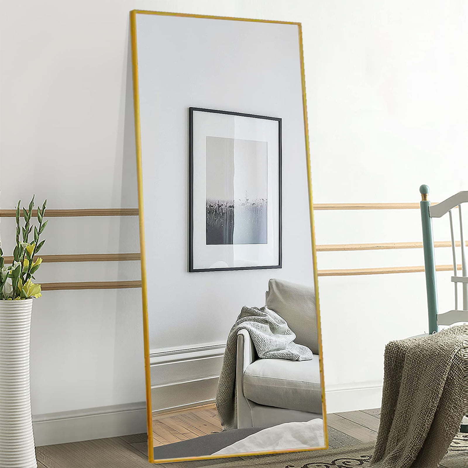 Full Length Mirror 65''x22'' Floor Mirror Full Body Mirror Rectangle Standing Mirror for Bedroom, Living Room, Gold