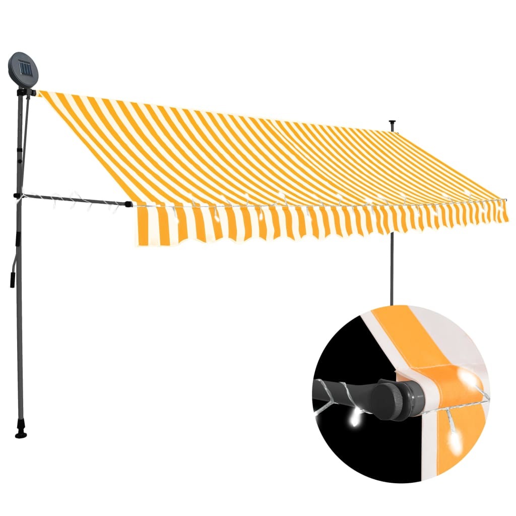 Manual Retractable Awning with LED 137.8" White and Orange