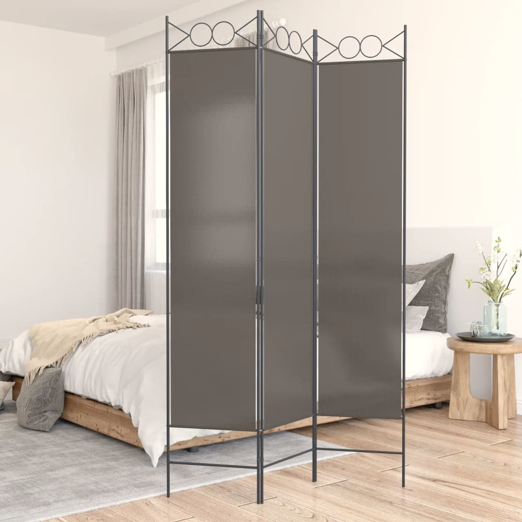 3-Panel Room Divider Anthracite 47.2"x78.7" Fabric