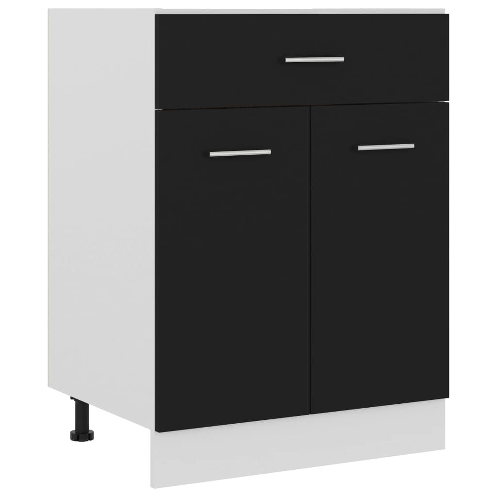 Drawer Bottom Cabinet Black 23.6"x18.1"x32.1" Engineered Wood