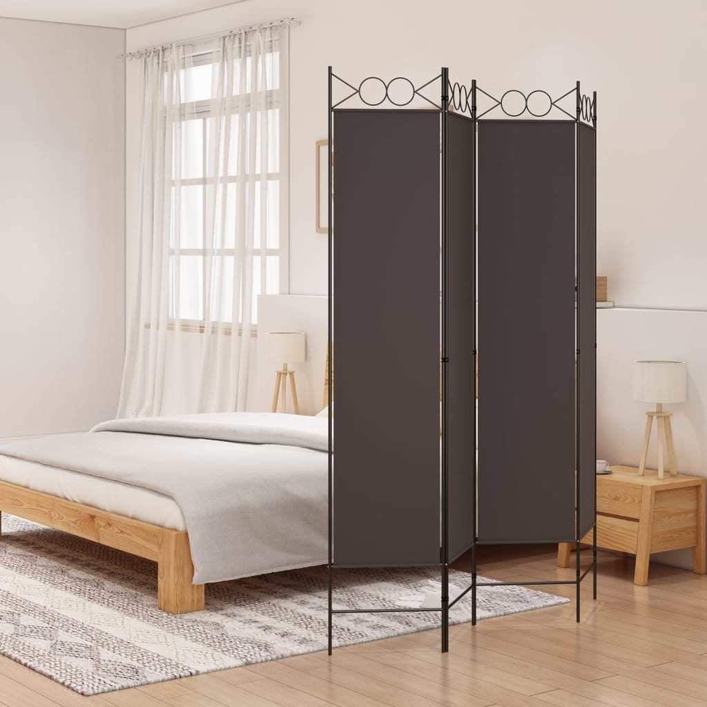 4-Panel Room Divider Brown 63"x78.7" Fabric