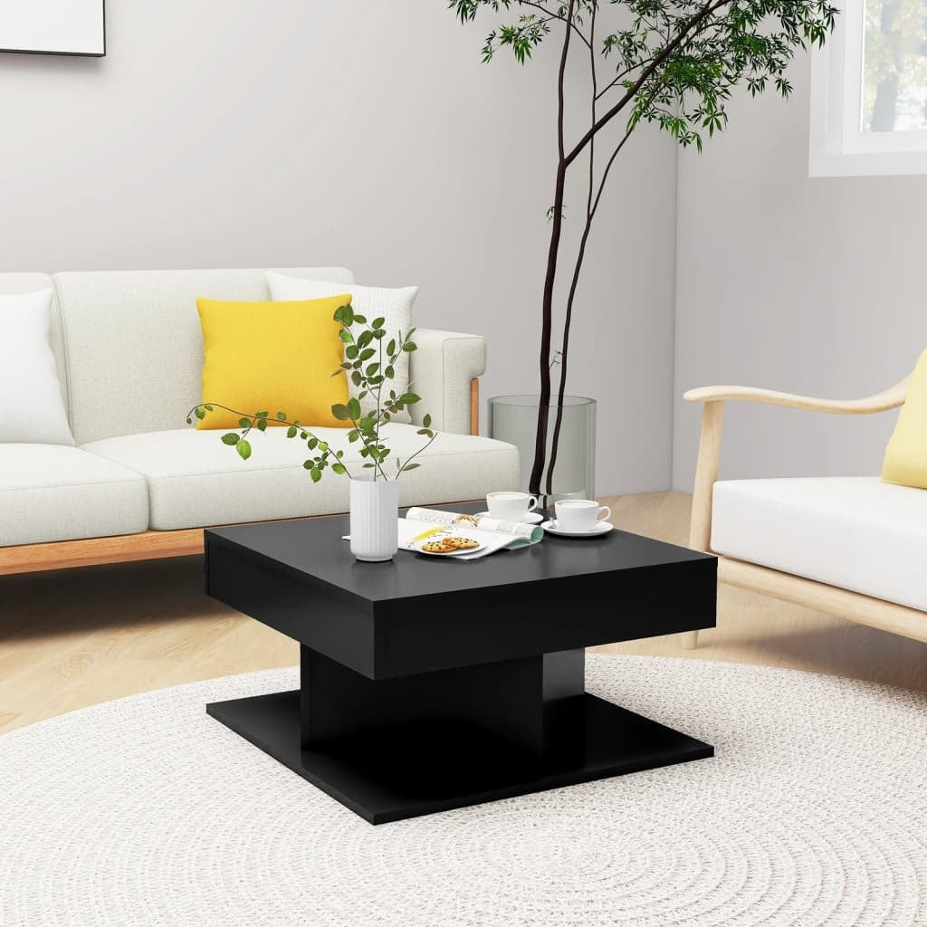 Coffee Table Black 22.4"x22.4"x11.8" Engineered Wood