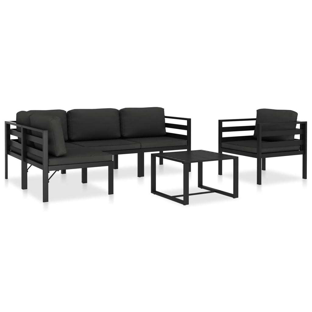 6 Piece Patio Lounge Set with Cushions Aluminum Anthracite