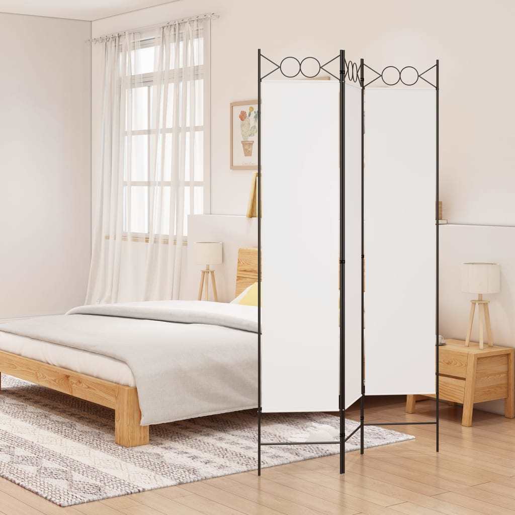 3-Panel Room Divider White 47.2"x78.7" Fabric