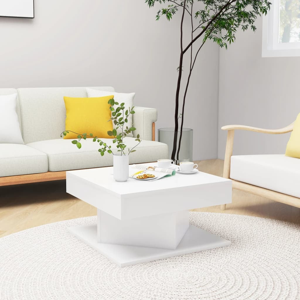 Coffee Table White 22.4"x22.4"x11.8" Engineered Wood