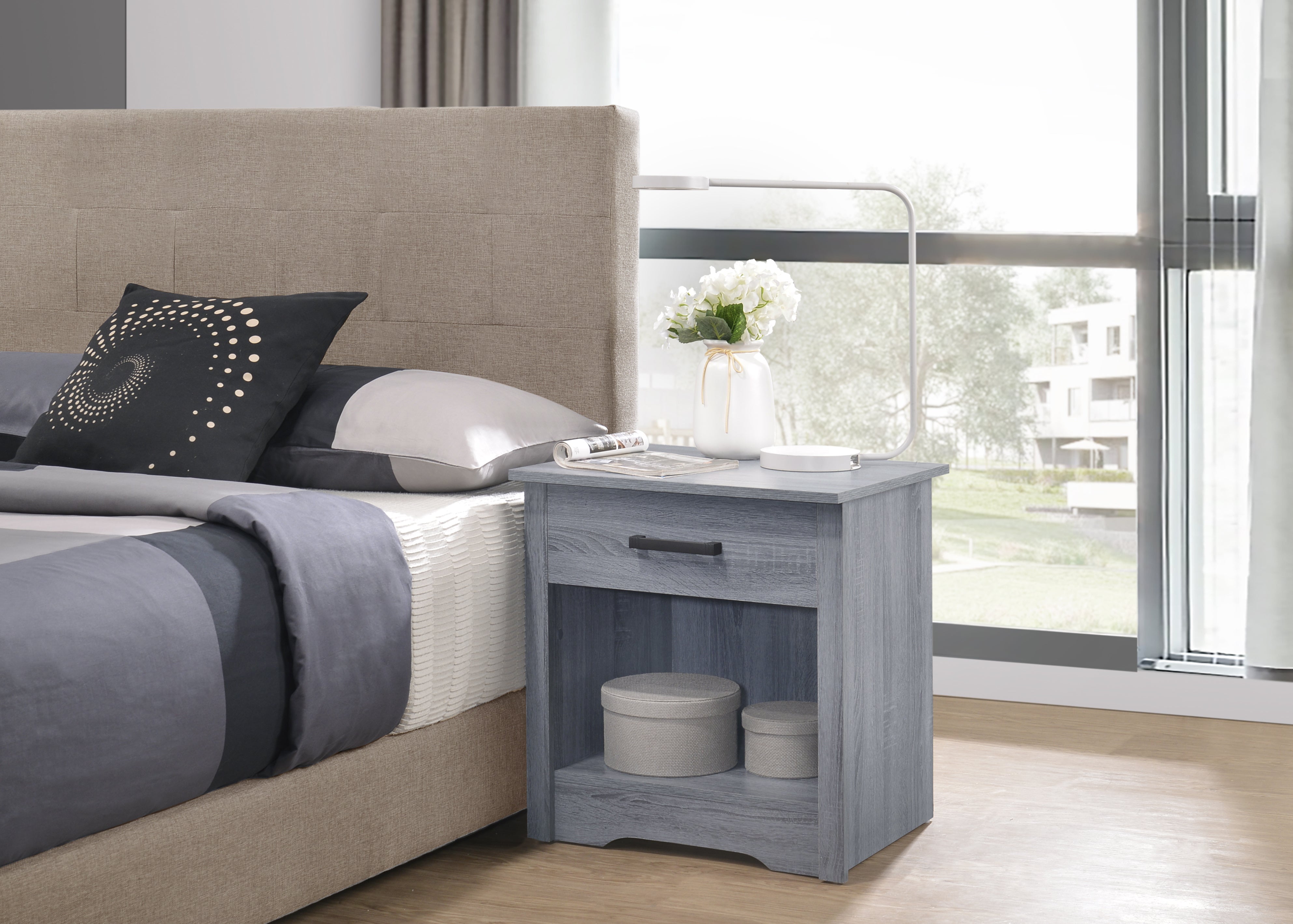 Glory Furniture Hudson-1 G029-N Glory Furniture 1 Drawer RTA Nightstand , Gray