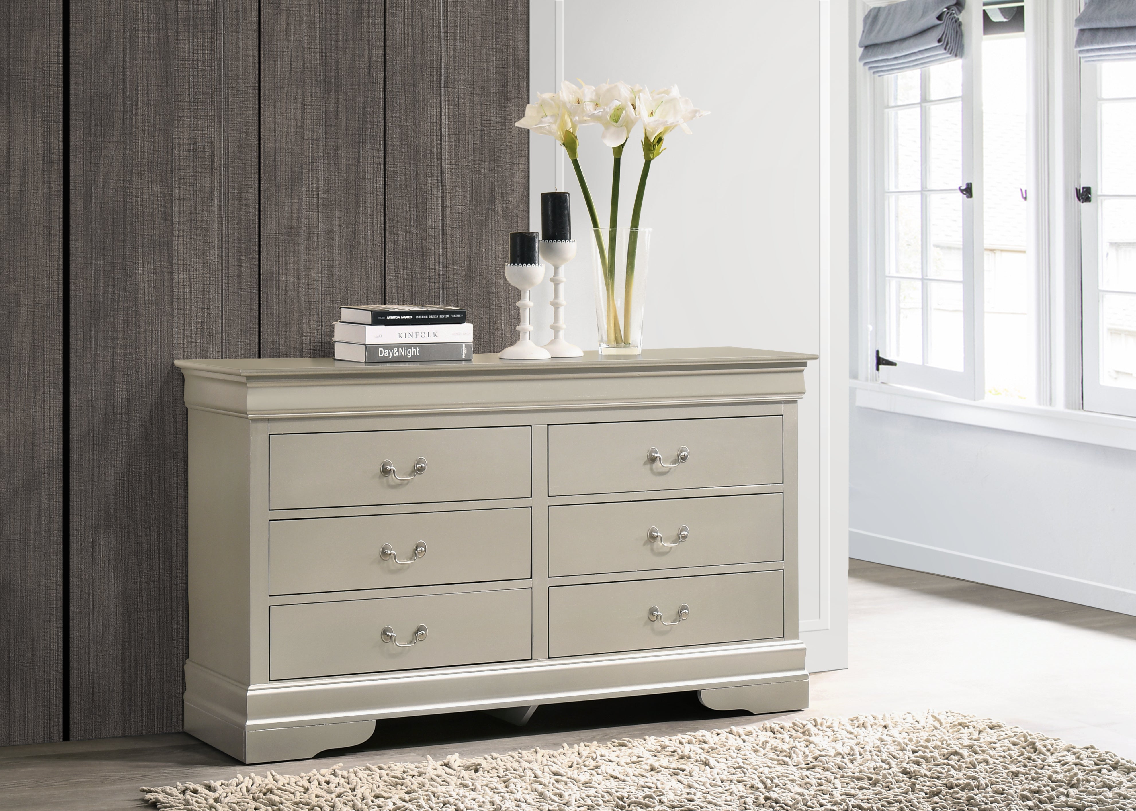 Glory Furniture LouisPhillipe G02103-D Dresser , Silver Champagne