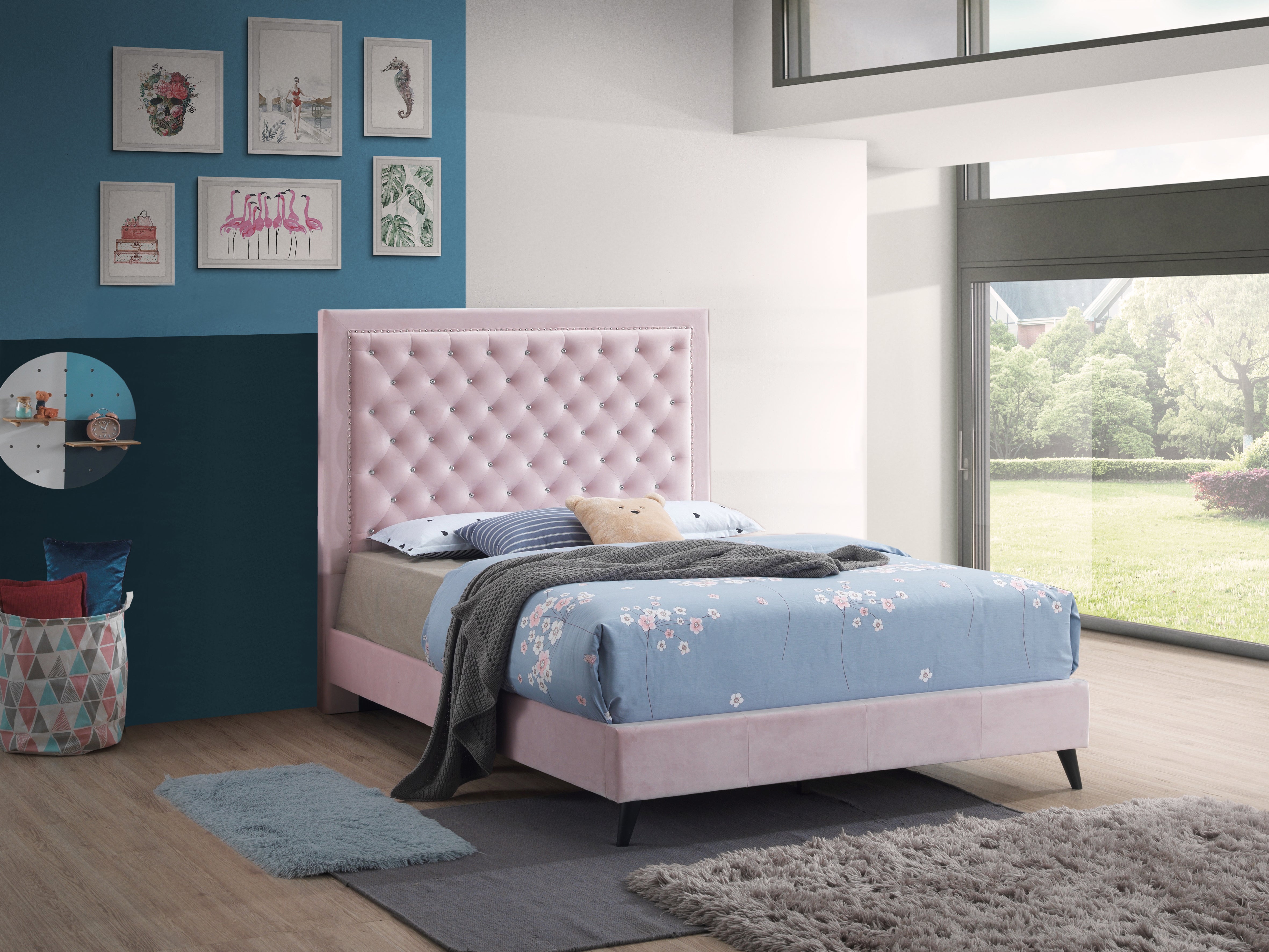 Glory Furniture Alba G0606-QB-UP QUEEN BED , PINK