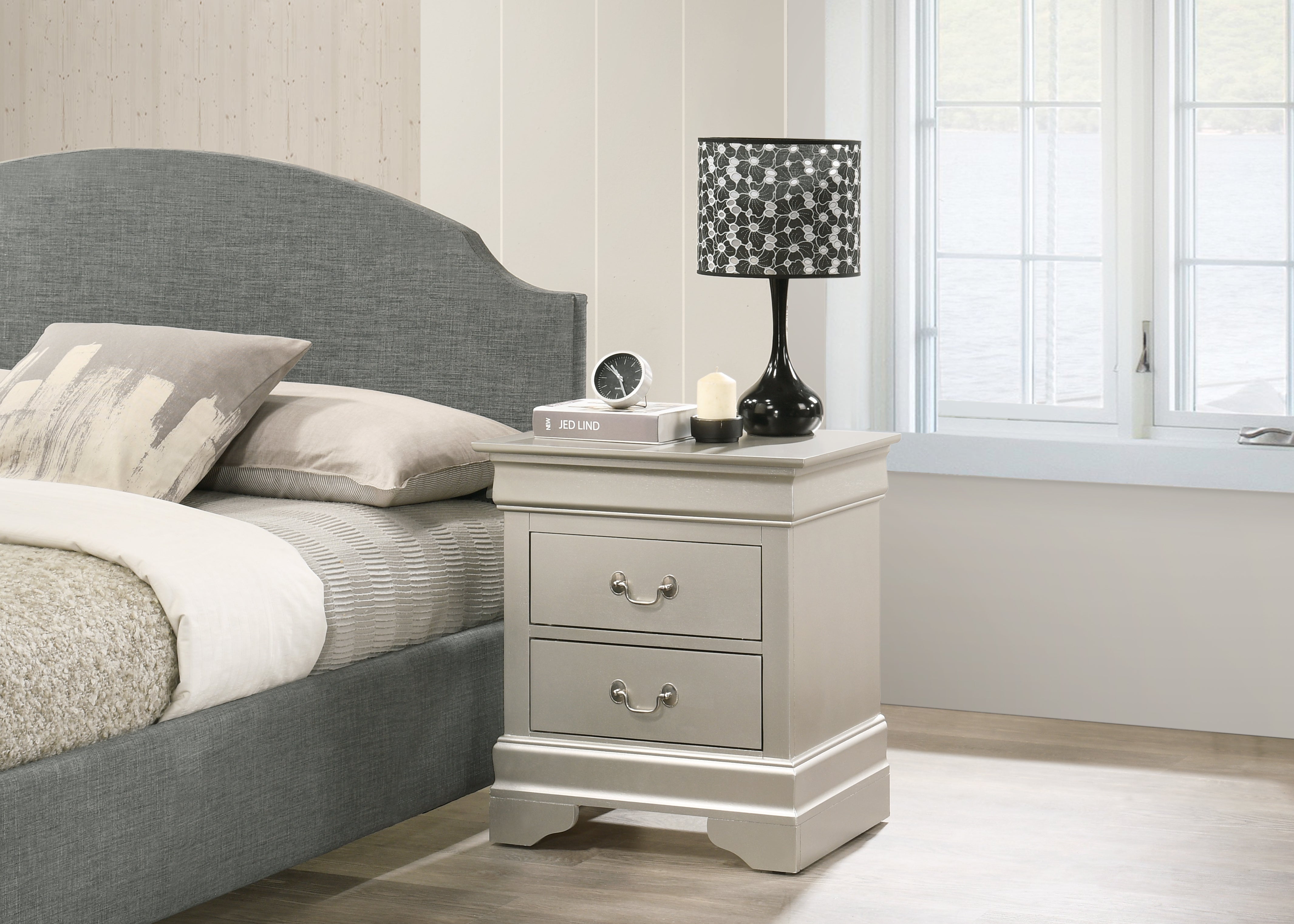 Glory Furniture LouisPhillipe G02103-N Nightstand , Silver Champagne