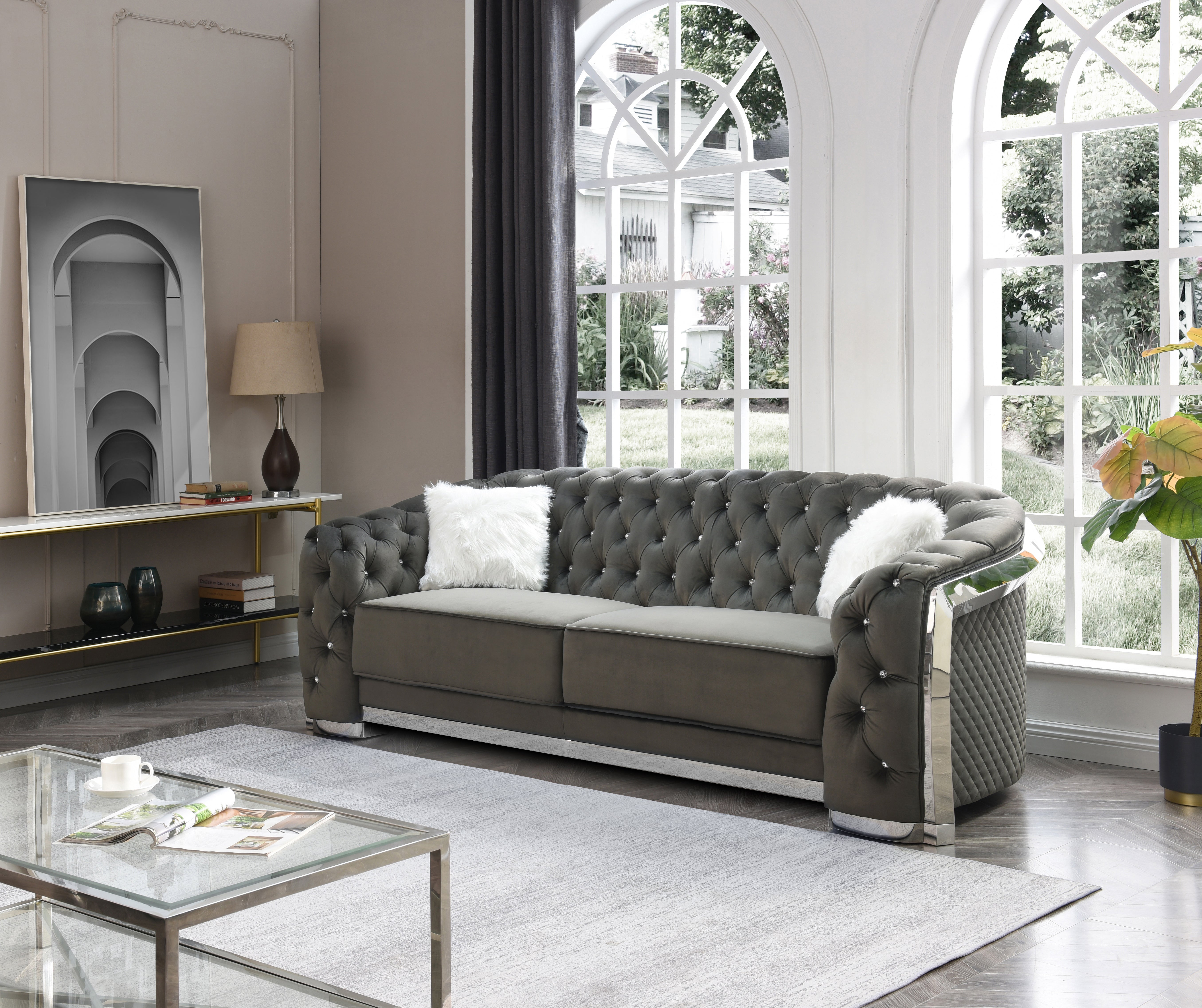 Glory Furniture Sapphire G0590A-S Sofa , Gray