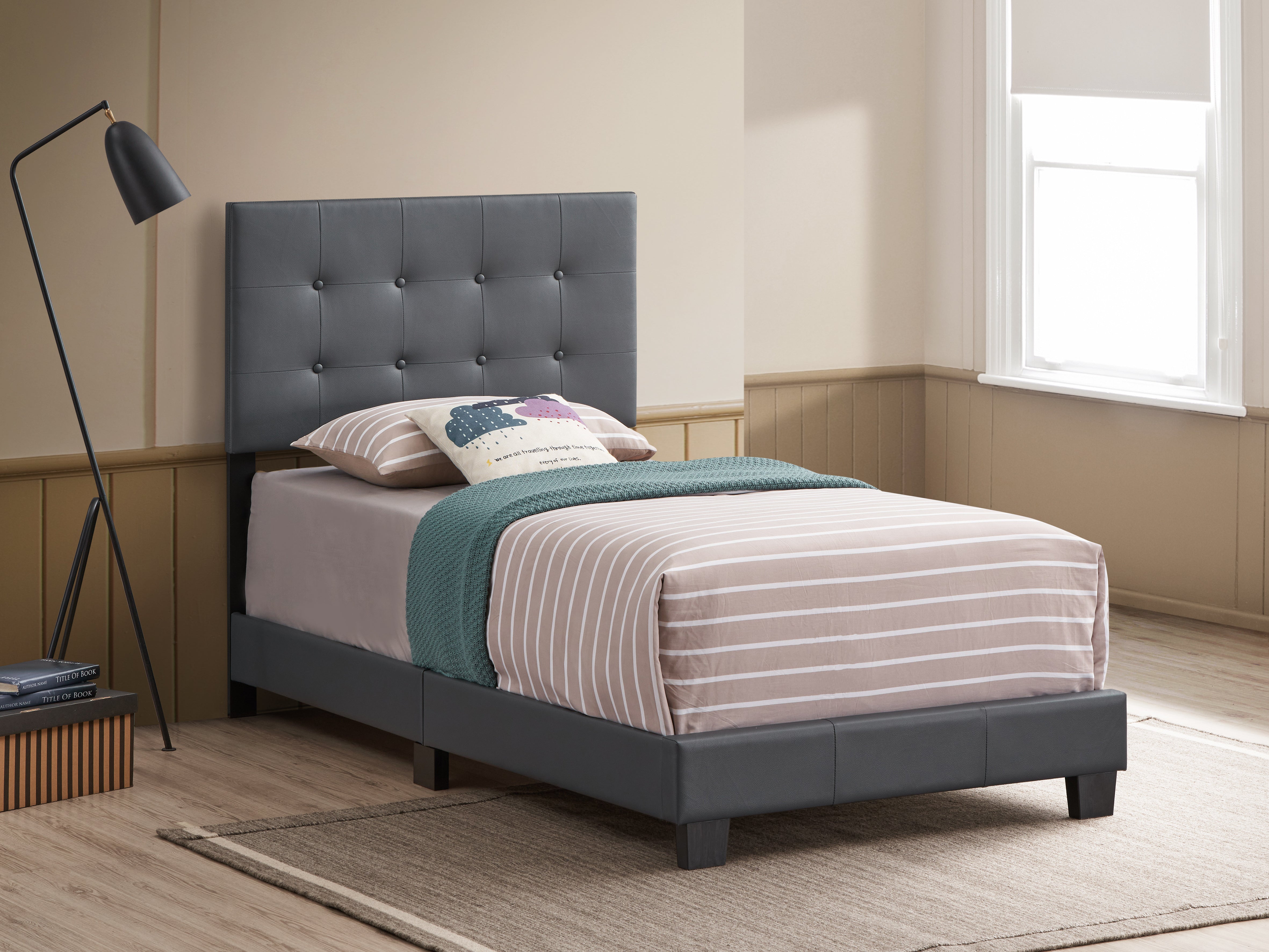 Glory Furniture Caldwell G1306-TB-UP Twin Bed , DARK GREY