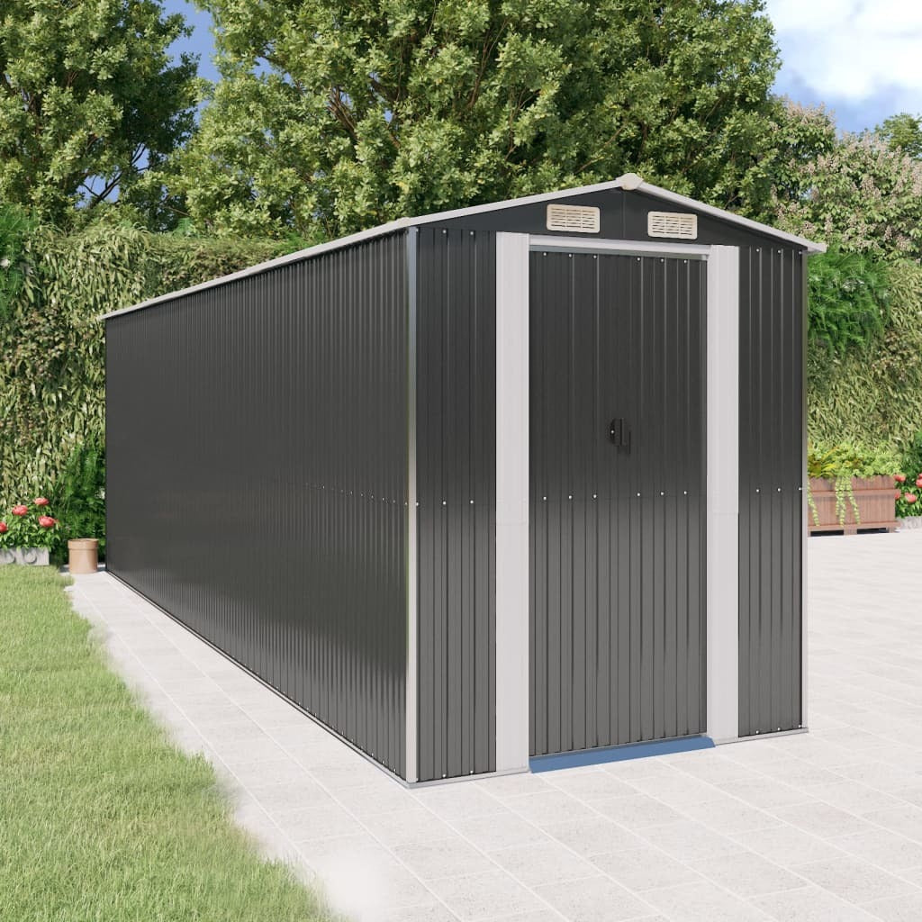 Garden Shed Anthracite 75.6"x238.6"x87.8" Galvanized Steel