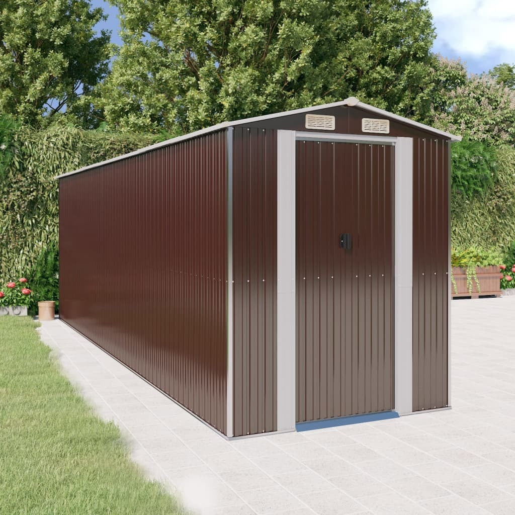 Garden Shed Dark Brown 75.6"x238.6"x87.8" Galvanized Steel