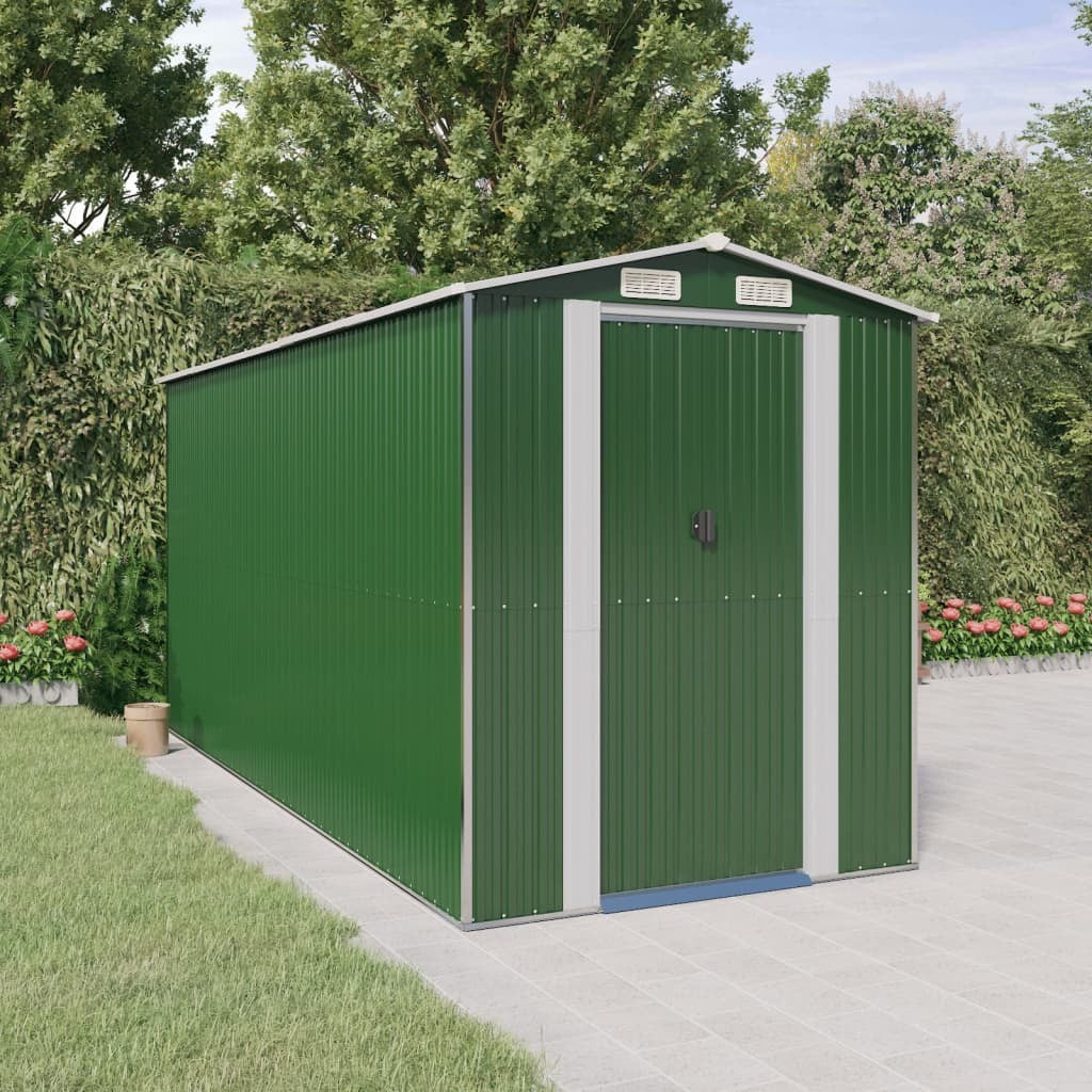 Garden Shed Green 75.6"x173.2"x87.8" Galvanized Steel