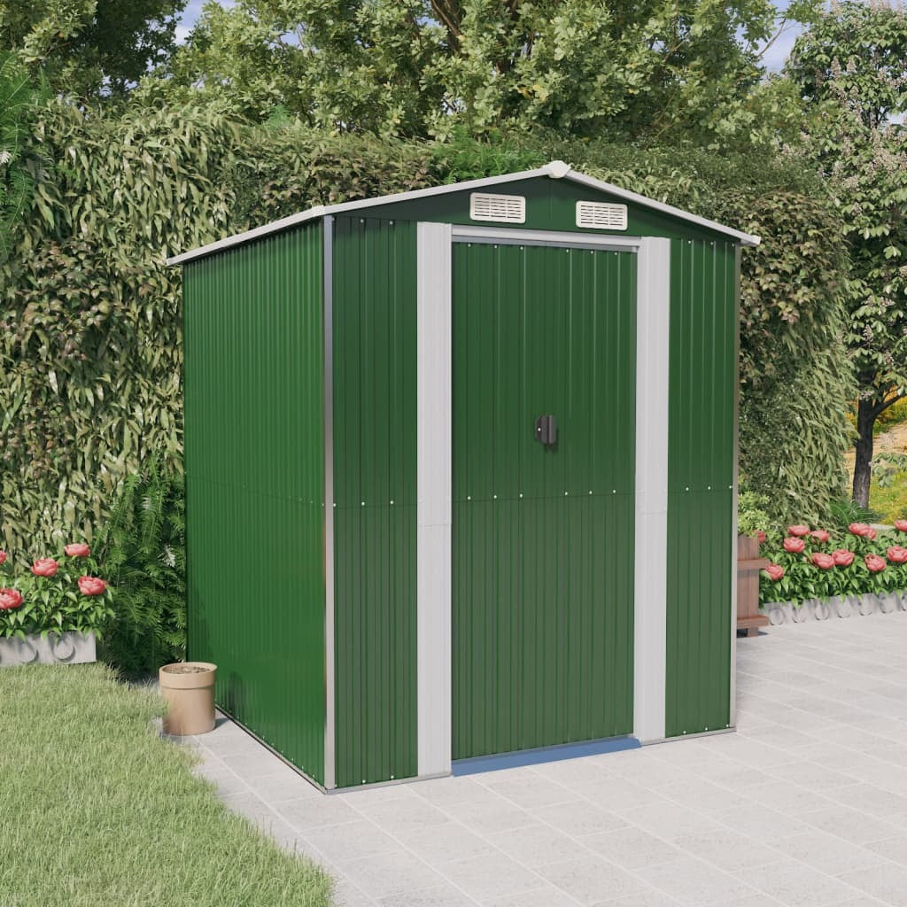 Garden Shed Green 75.6"x75.2"x87.8" Galvanized Steel