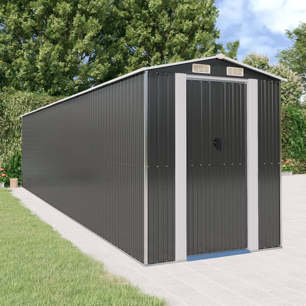 Garden Shed Anthracite 75.6"x336.6"x87.8" Galvanized Steel