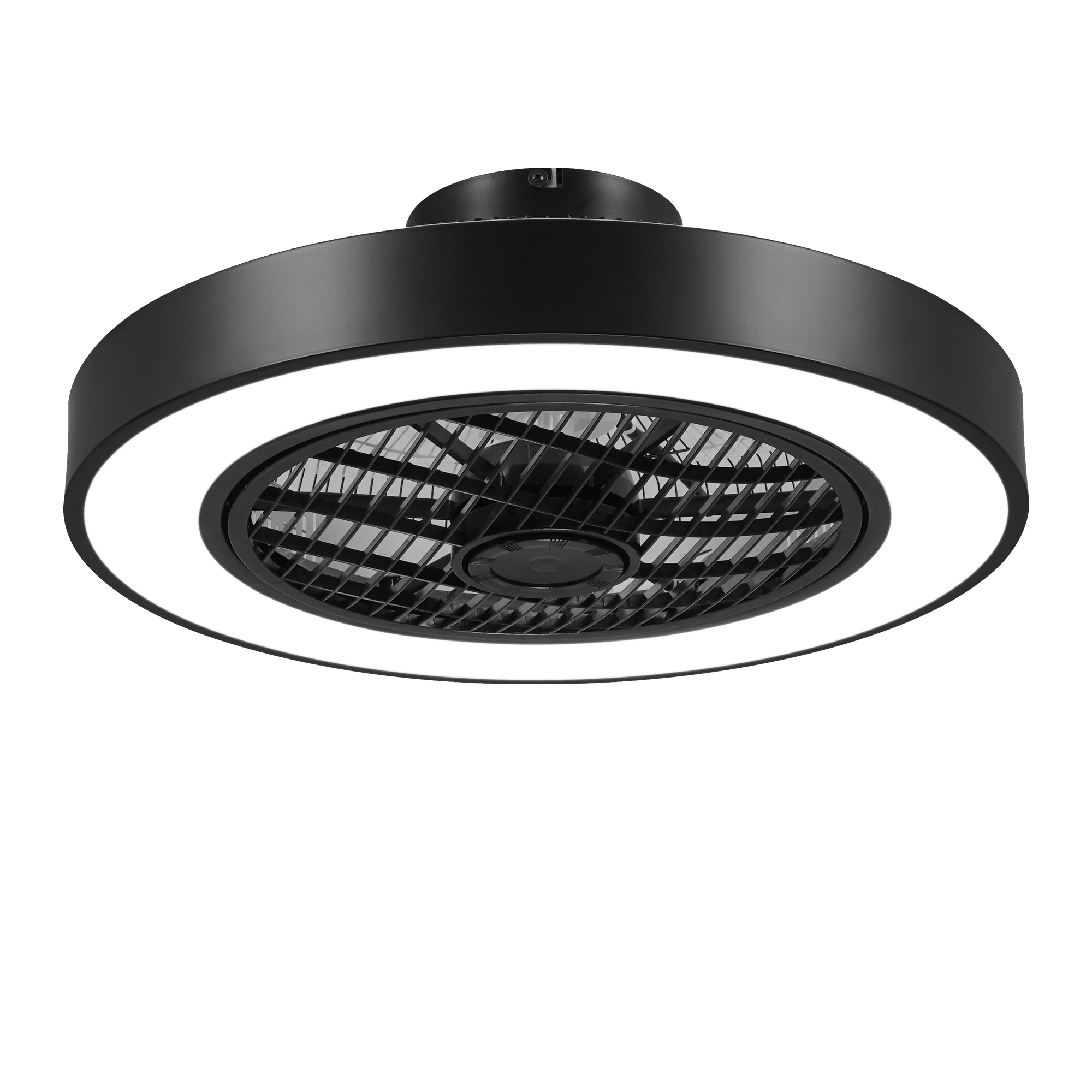 20 Inch Enclosed Bladeless Ceiling Fan With Lights(Black)