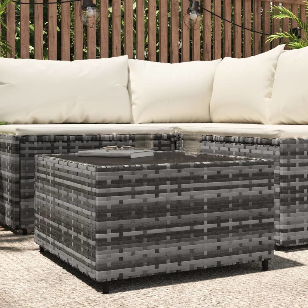 Square Patio Coffee Table Gray 19.7"x19.7"x11.8" Poly Rattan