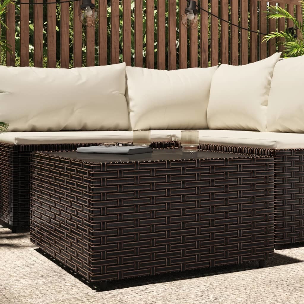 Square Patio Coffee Table Brown 19.7"x19.7"x11.8" Poly Rattan