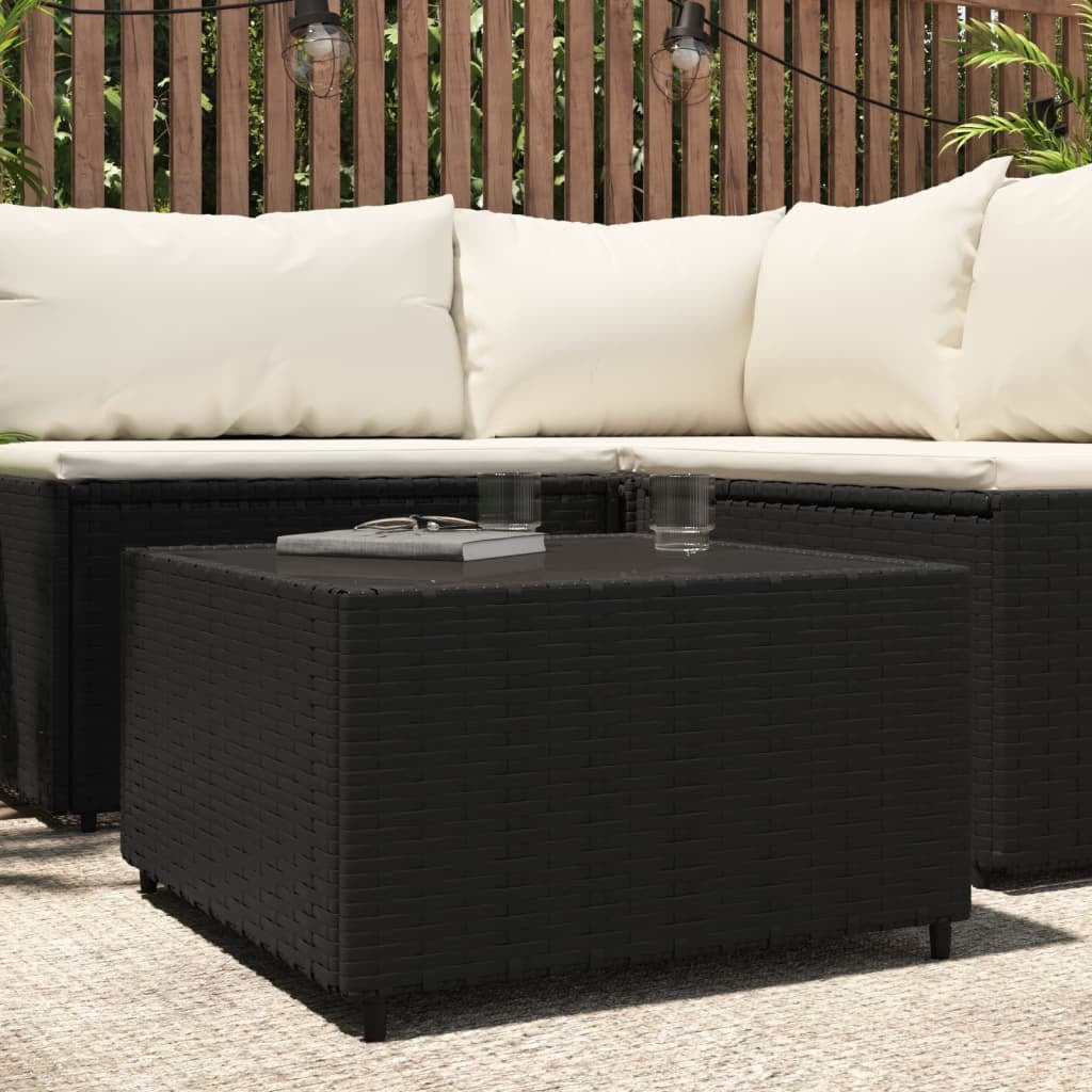 Square Patio Coffee Table Black 19.7"x19.7"x11.8" Poly Rattan