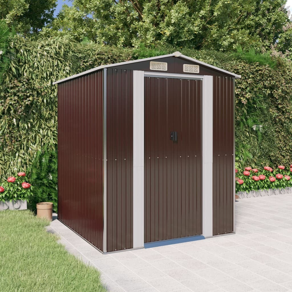 Garden Shed Dark Brown 75.6"x75.2"x87.8" Galvanized Steel