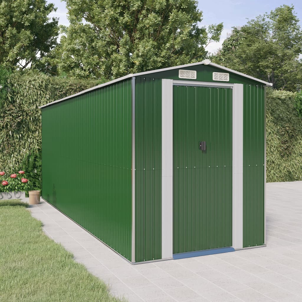 Garden Shed Green 75.6"x205.9"x87.8" Galvanized Steel