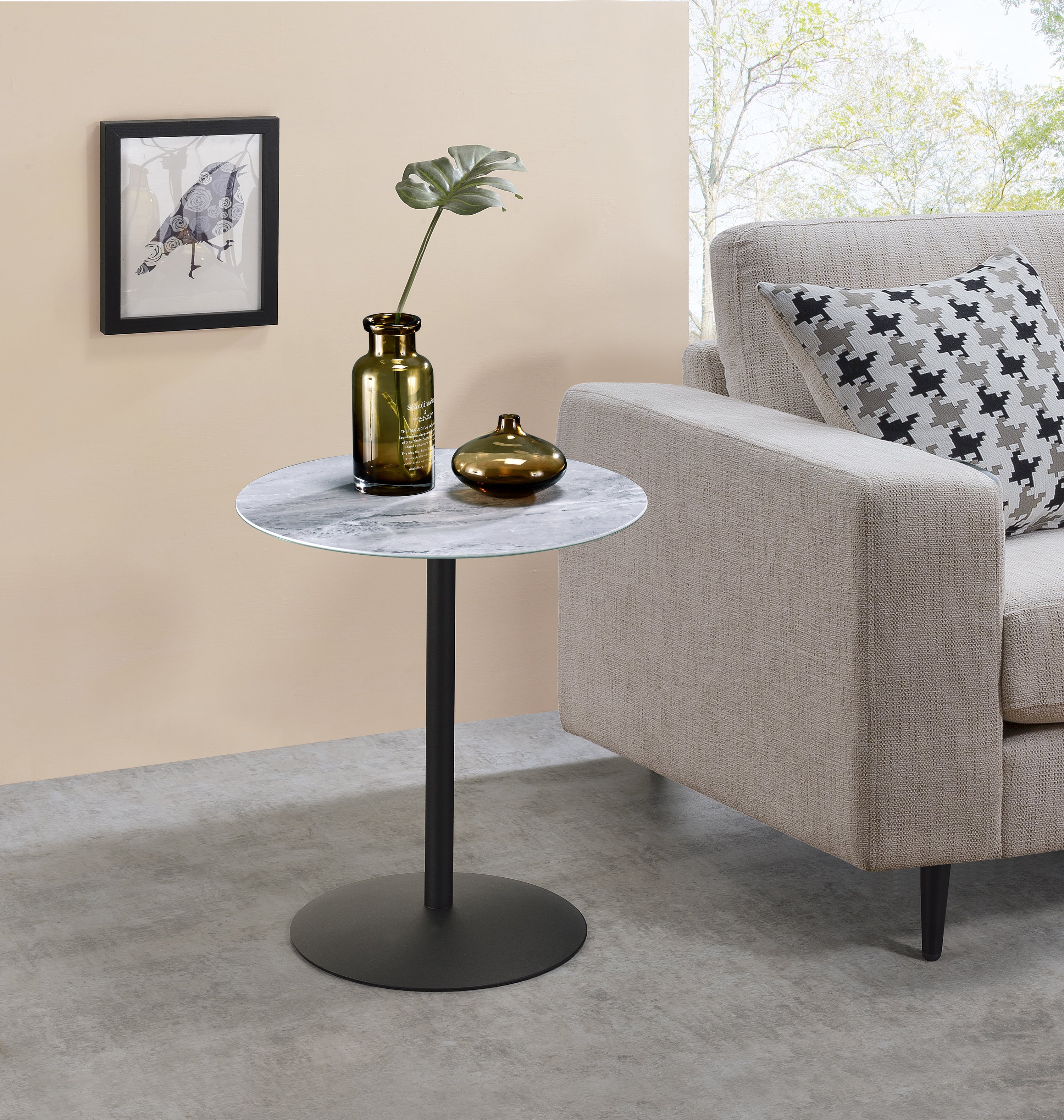 Circa 17.5" End Table with Gray Marble Textured Top