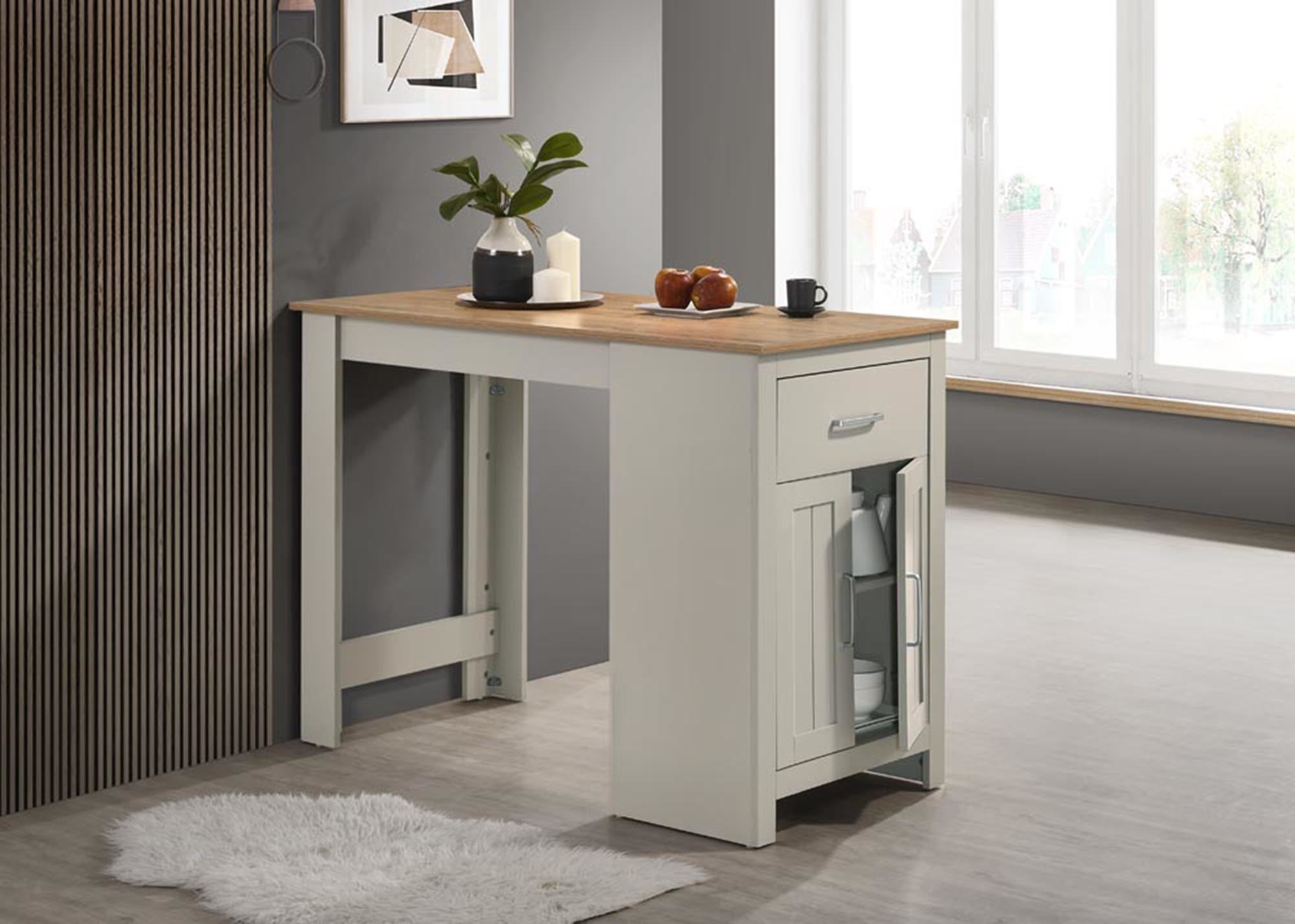 Alonzo 47" Light Gray Small Space Counter Height Dining Table with Cabinet and Drawer Storage