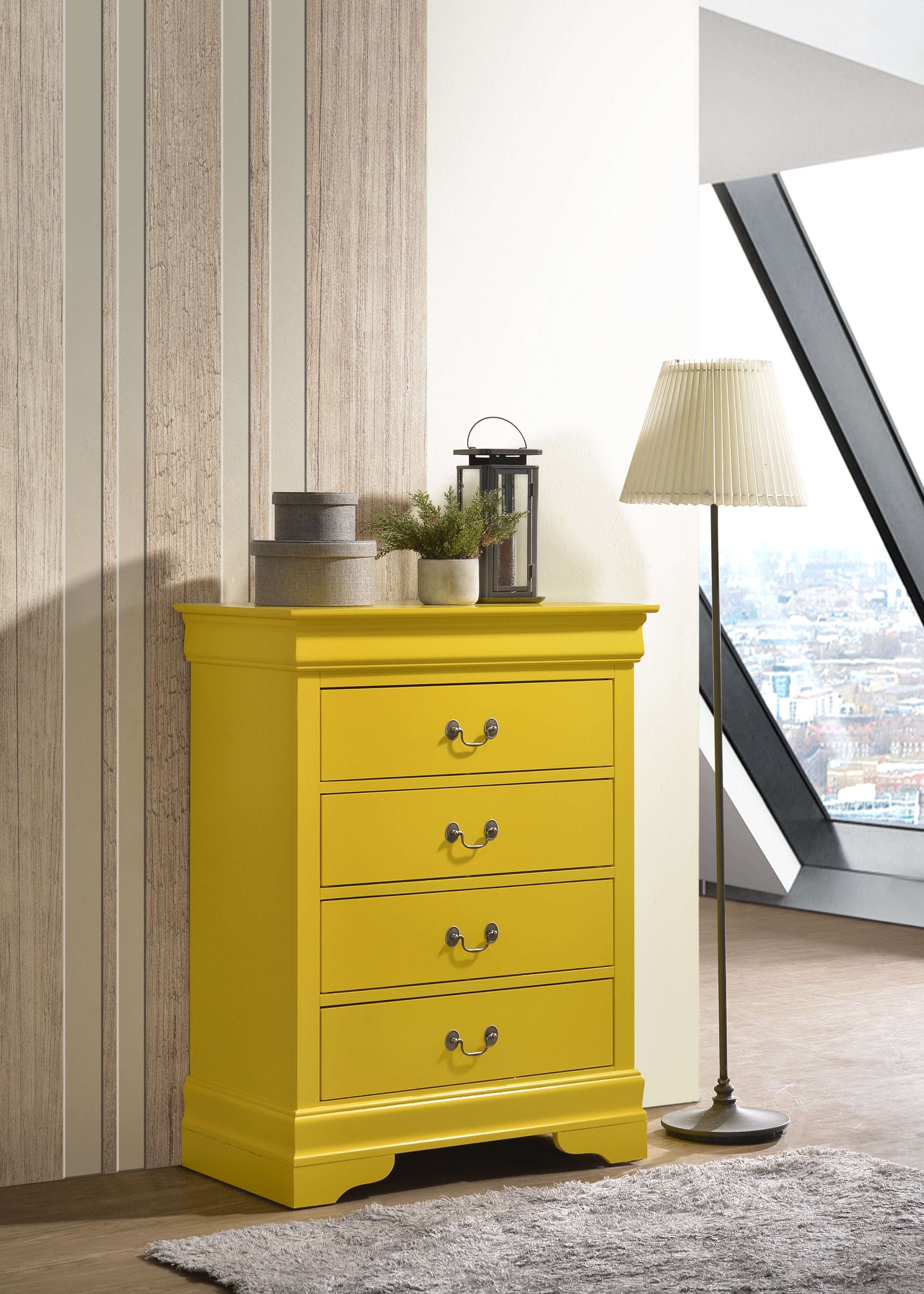 Glory Furniture Louis Phillipe G3102-BC 4 Drawer Chest , Yellow