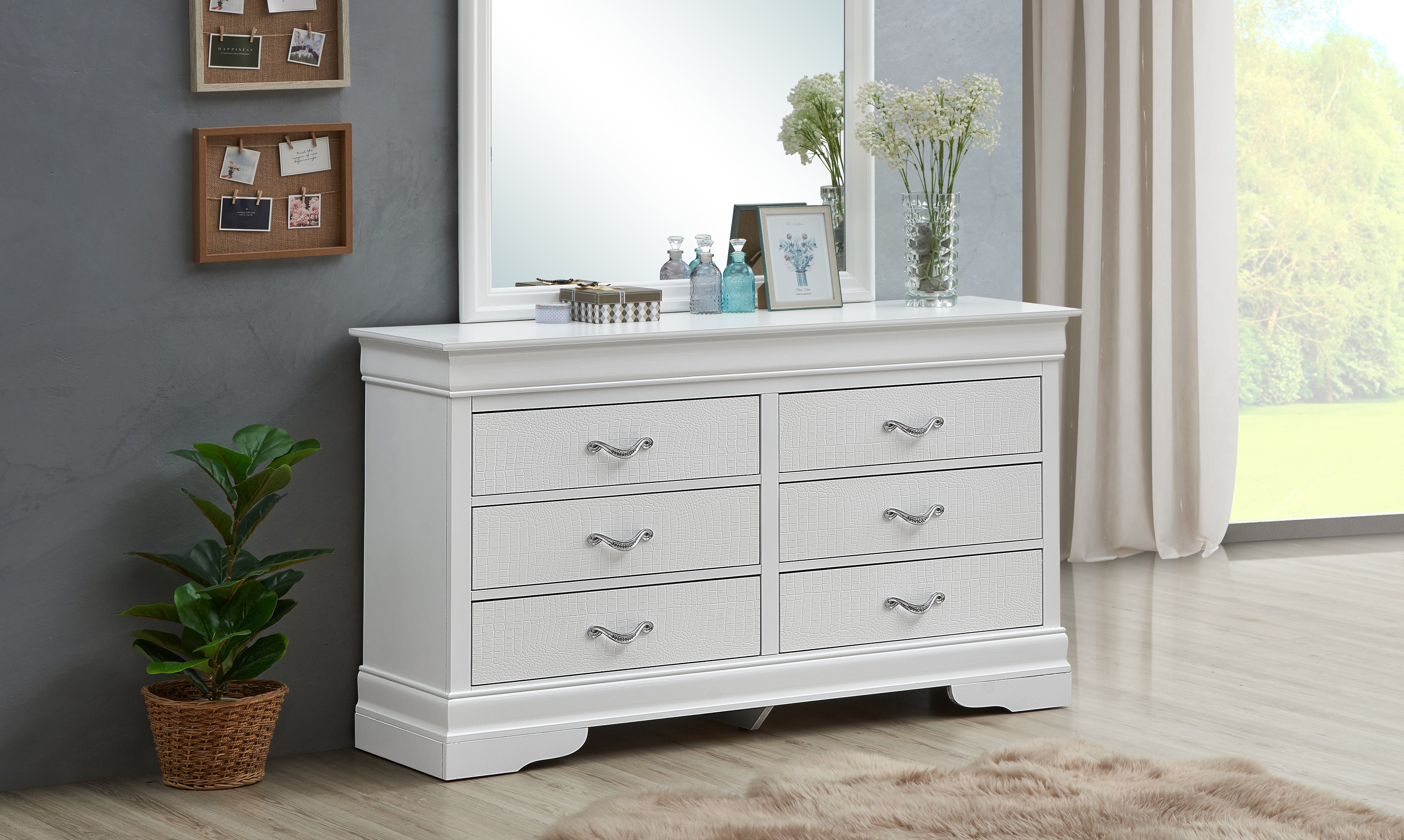 Glory Furniture Lorana G6590-D Dresser , Silver Champagne