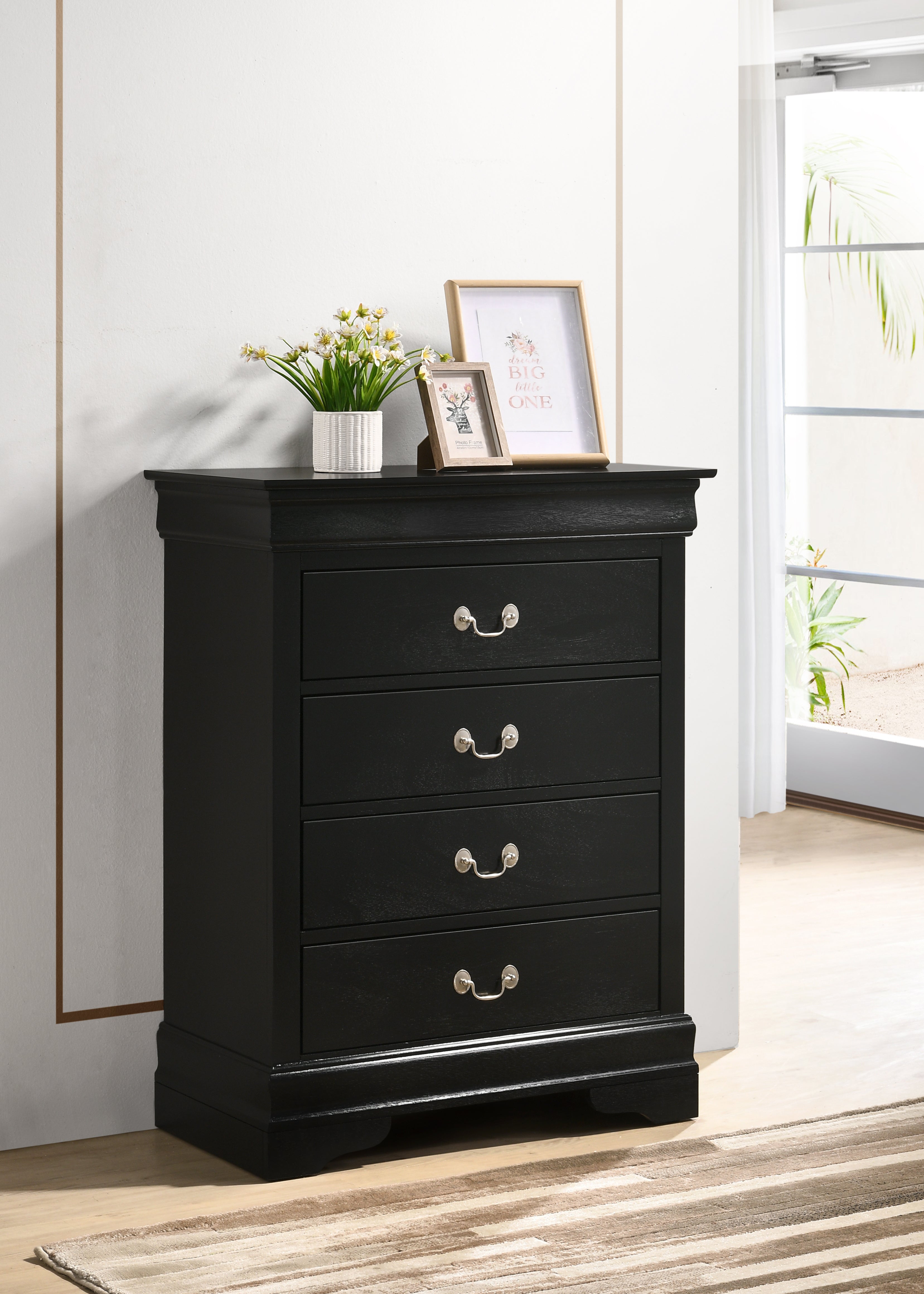 Glory Furniture Louis Phillipe G3150-BC 4 Drawer Chest , Black