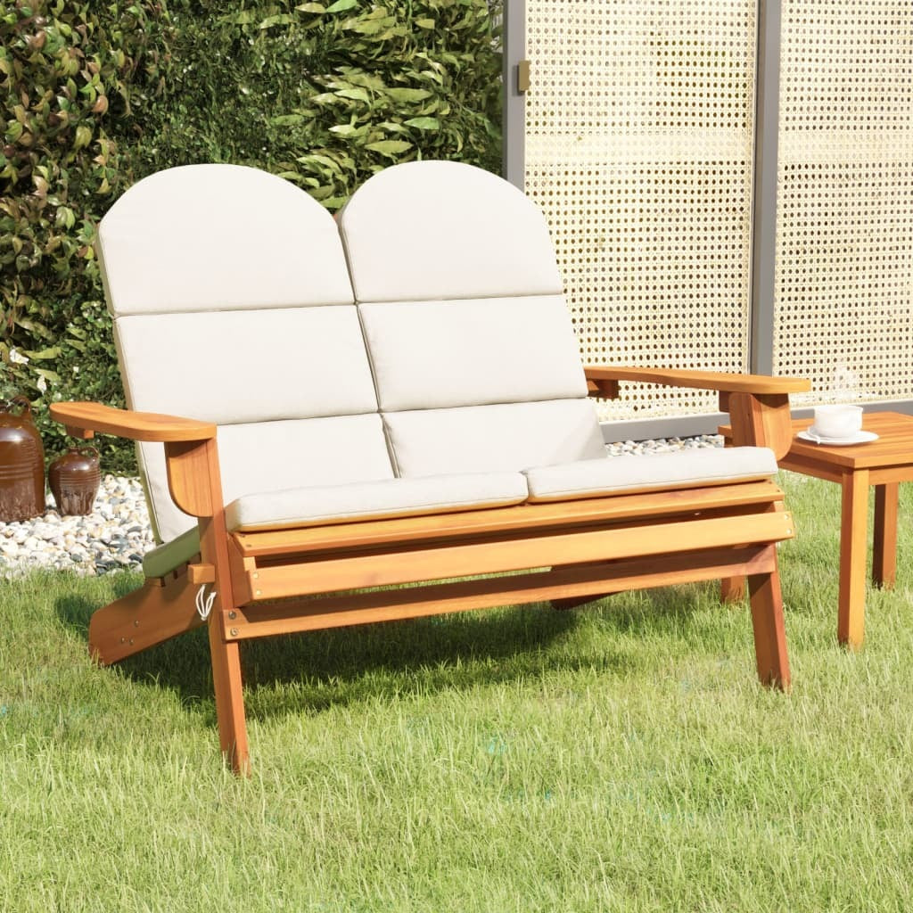 Adirondack Patio Bench with Cushions 49.6" Solid Wood Acacia