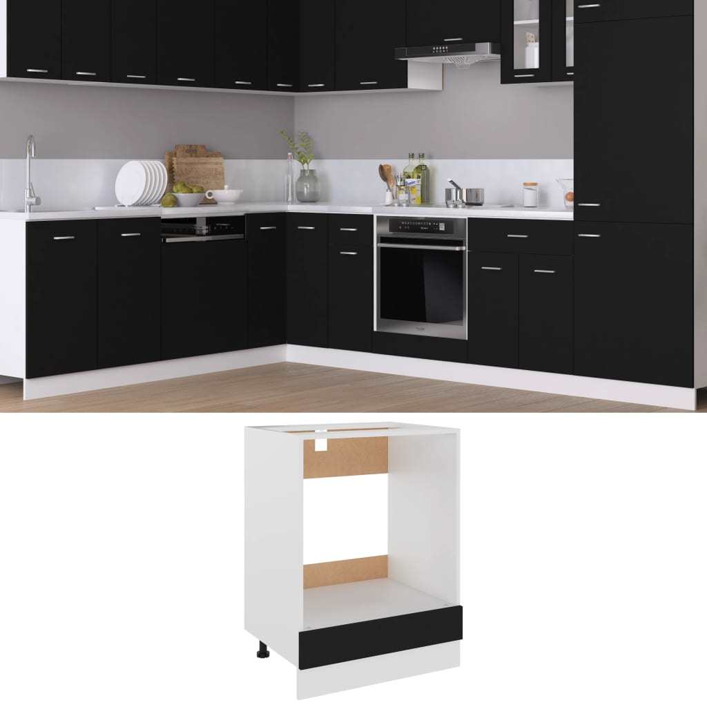 Oven Cabinet Black 23.6"x18.1"x32.1" Engineered Wood