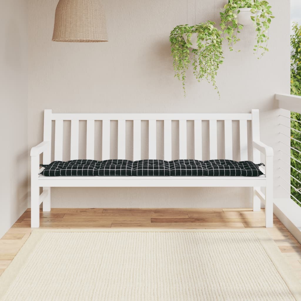 Garden Bench Cushion Black Check Pattern 70.9"x19.7"x2.8" Oxford Fabric