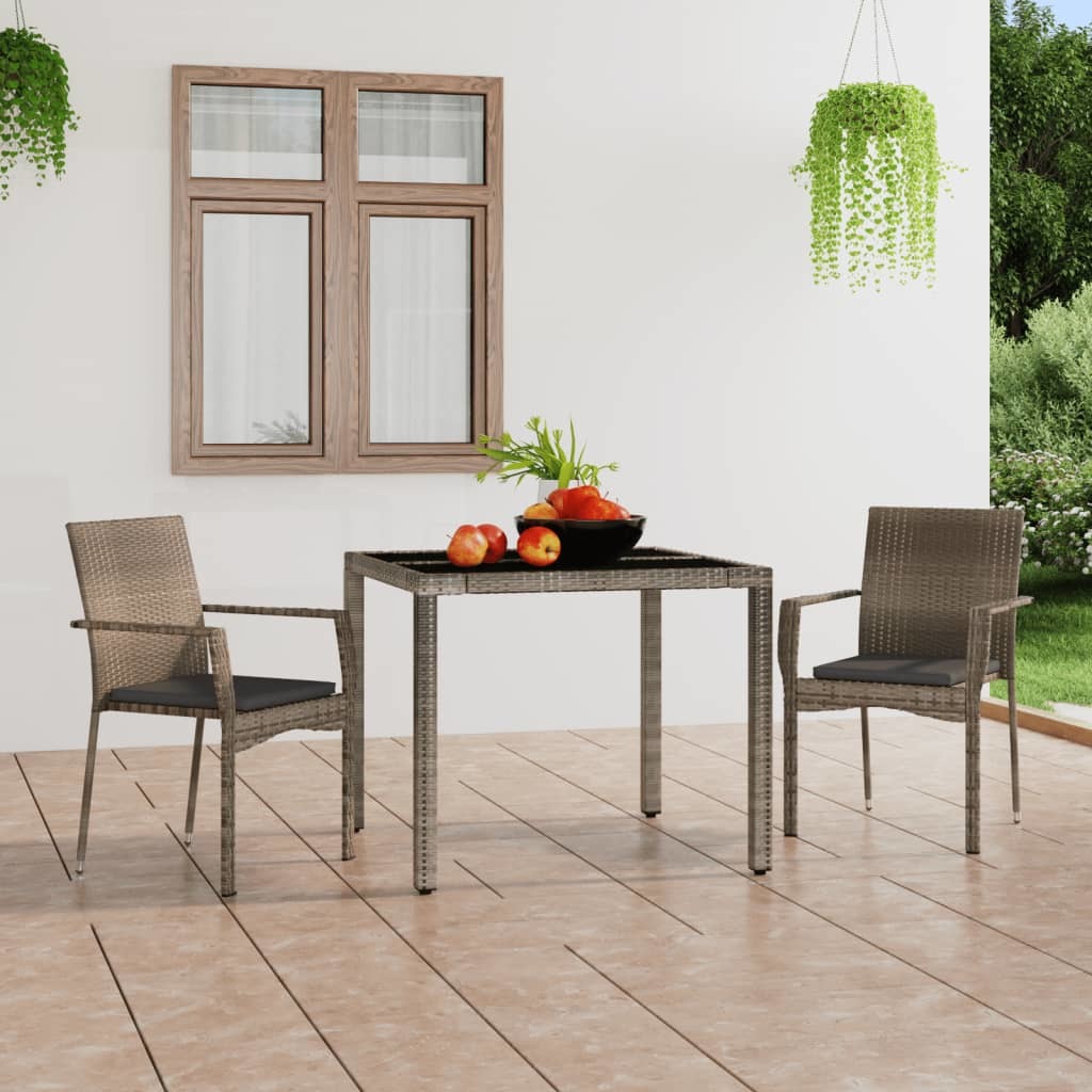 Patio Chairs with Cushions 2 pcs Poly Rattan Gray