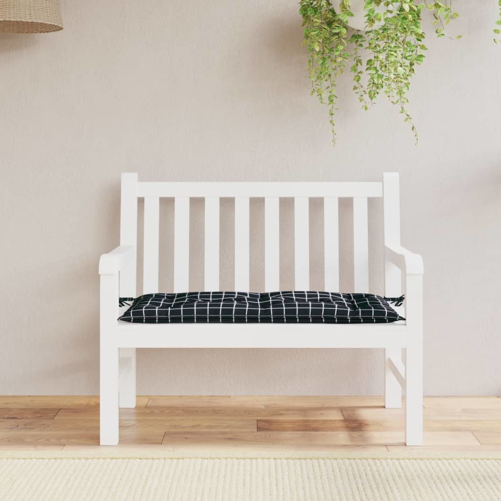 Garden Bench Cushion Black Check Pattern 39.4"x19.7"x2.8" Oxford Fabric