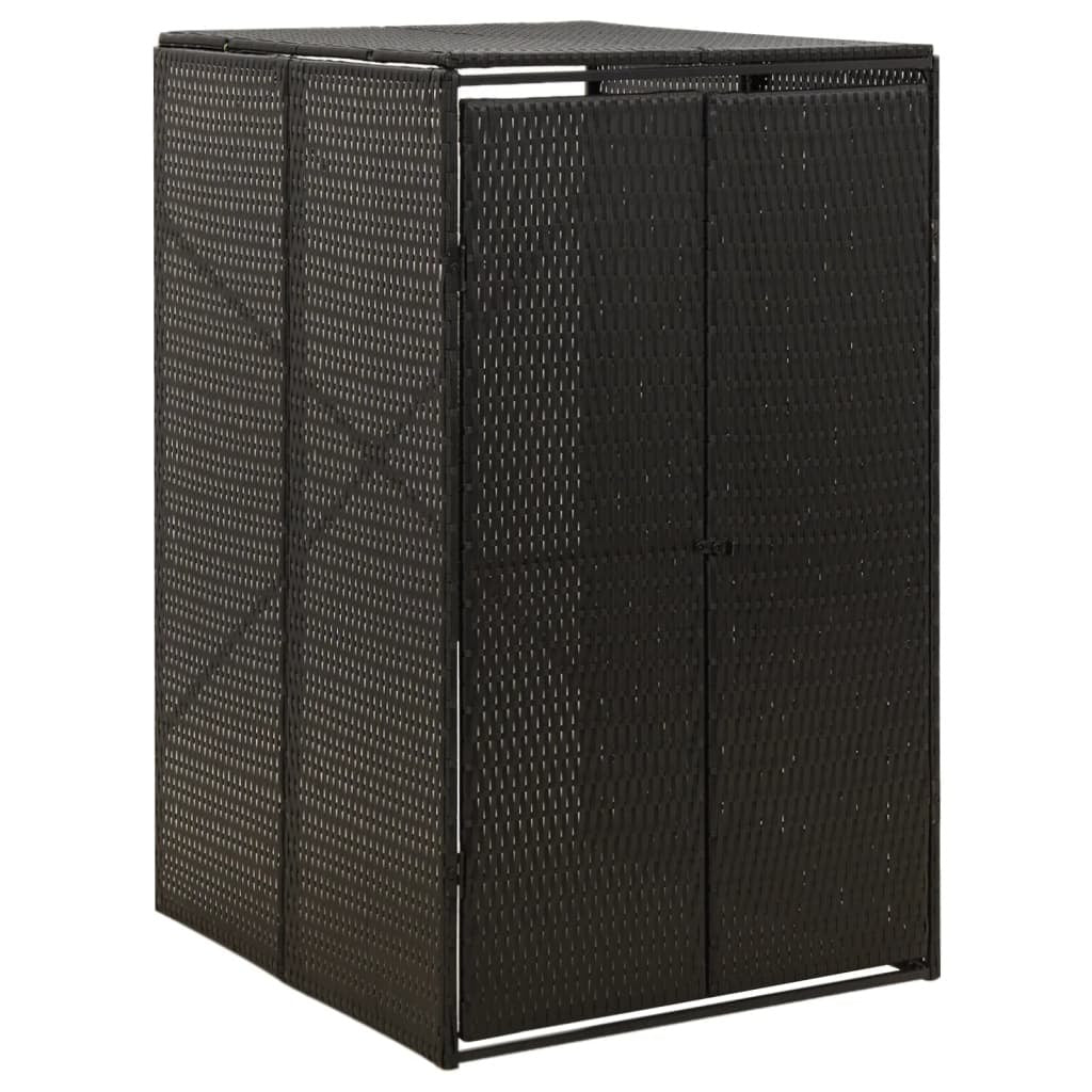 Single Wheelie Bin Shed Black 27.6"x31.5"x46.1" Poly Rattan