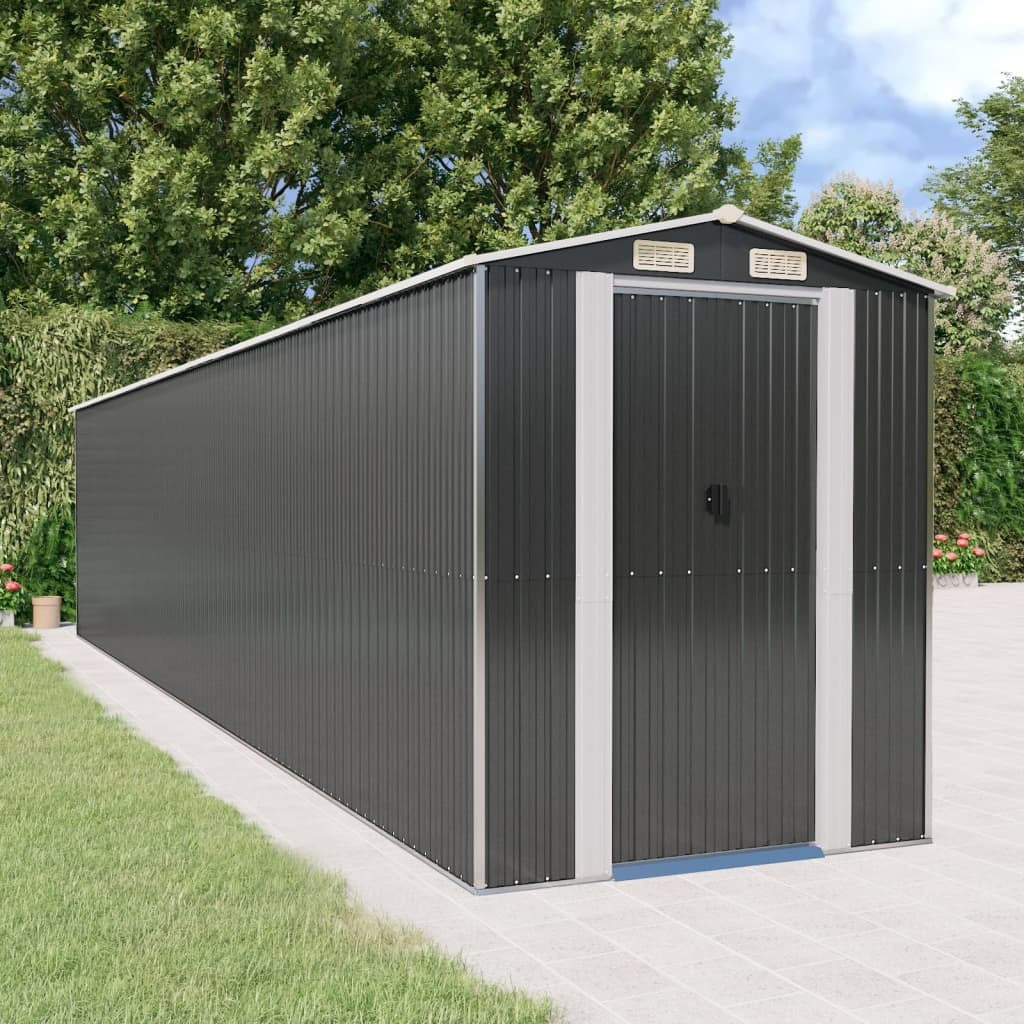 Garden Shed Anthracite 75.6"x369.3"x87.8" Galvanized Steel