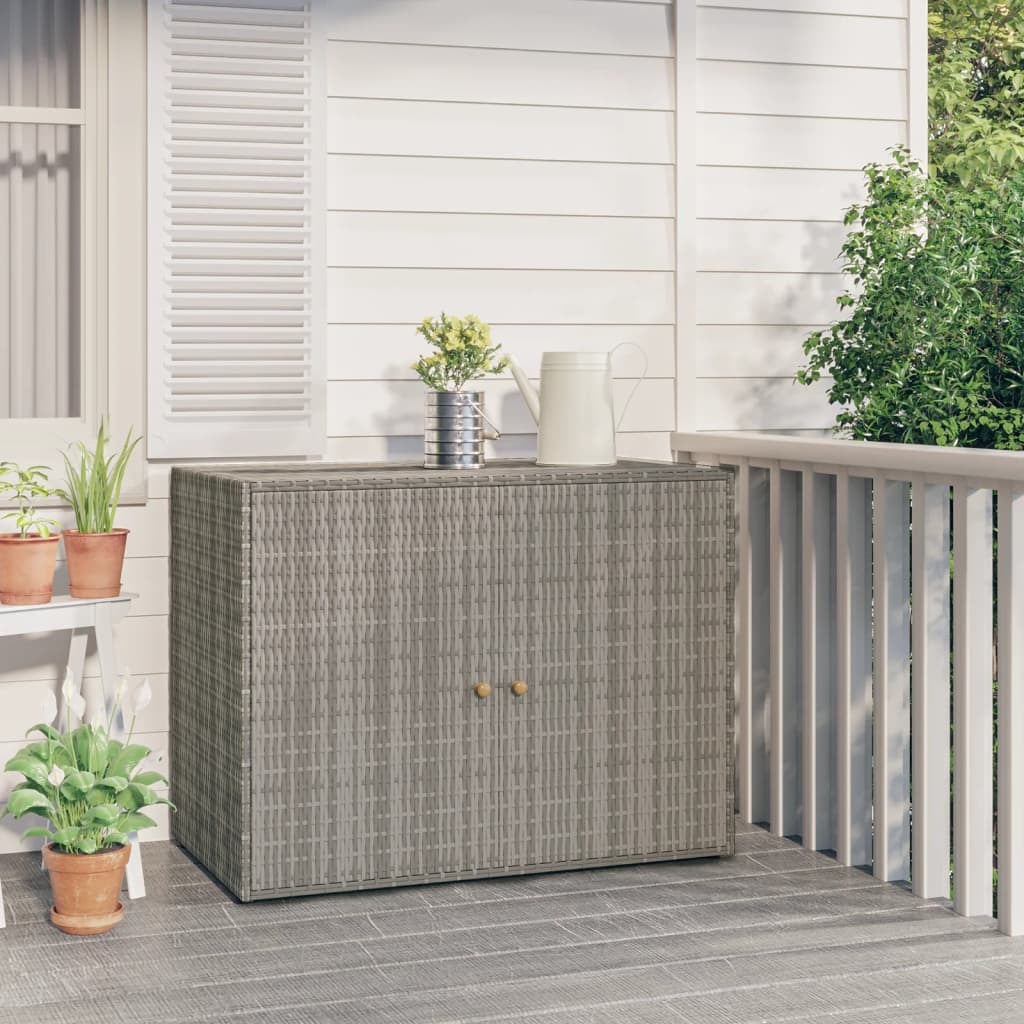 Garden Storage Cabinet Gray 39.4"x21.9"x31.5" Poly Rattan