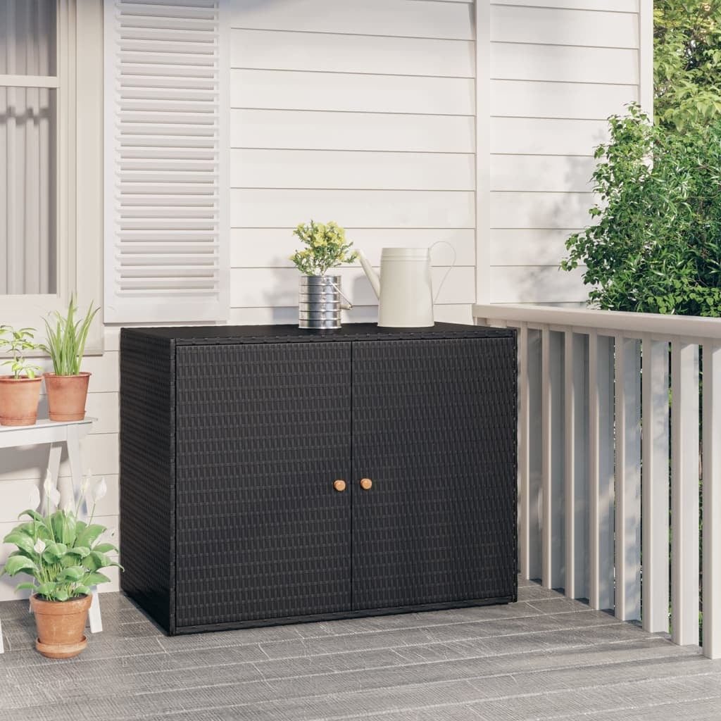 Garden Storage Cabinet Black 39.4"x21.9"x31.5" Poly Rattan